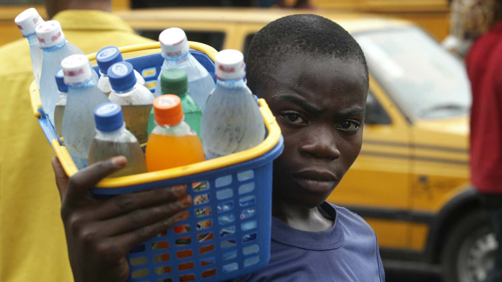 Buy the water, not the fizzy soft drinks.