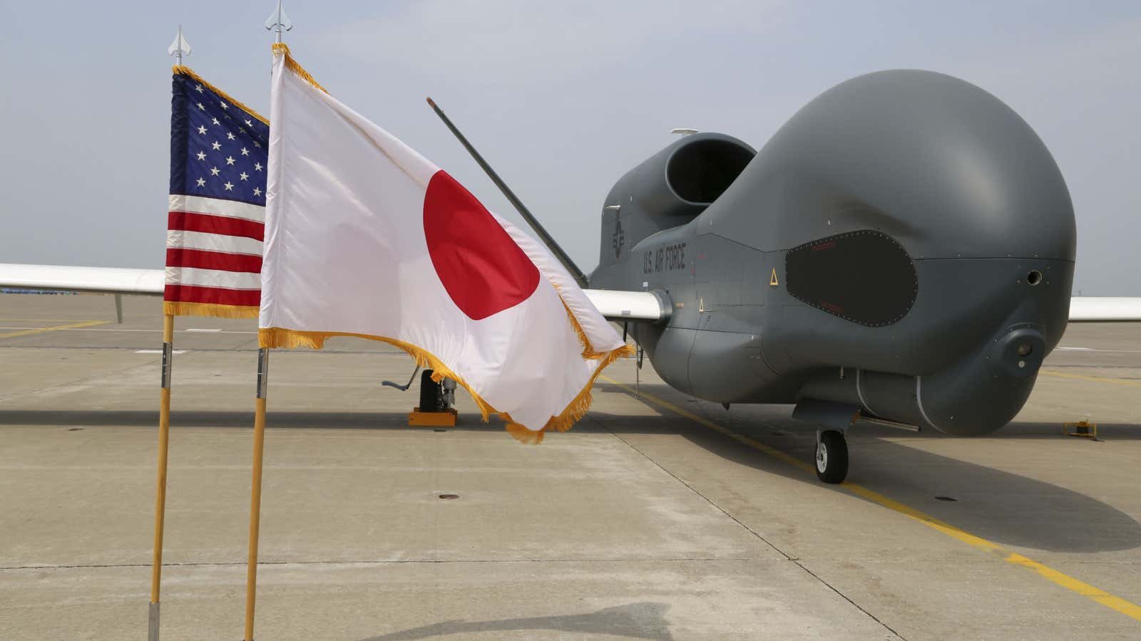 An advanced Global Hawk surveillance drone is displayed outside its hangar at Misawa Air Base in northern Japan Friday, May 30, 2014. The U.S. Air…