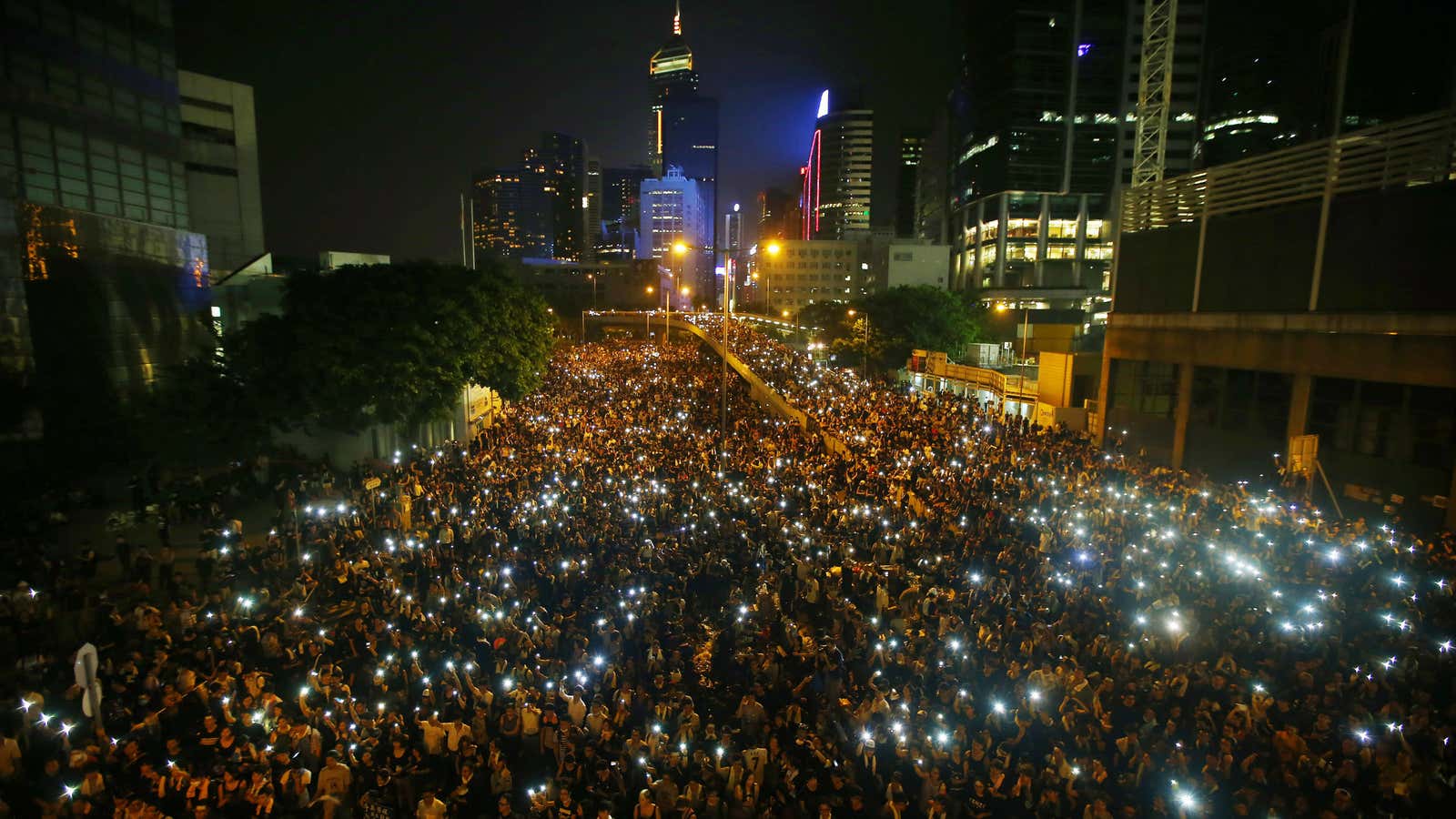 Central Hong Kong on the evening of Sept. 29.