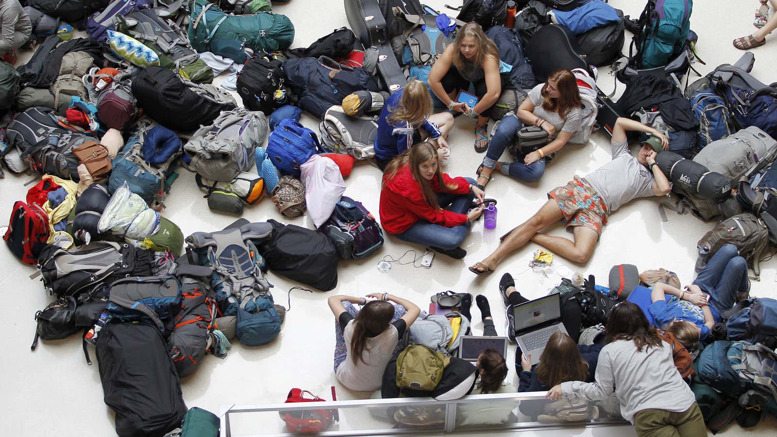 Scenes like this have become common at US airports.