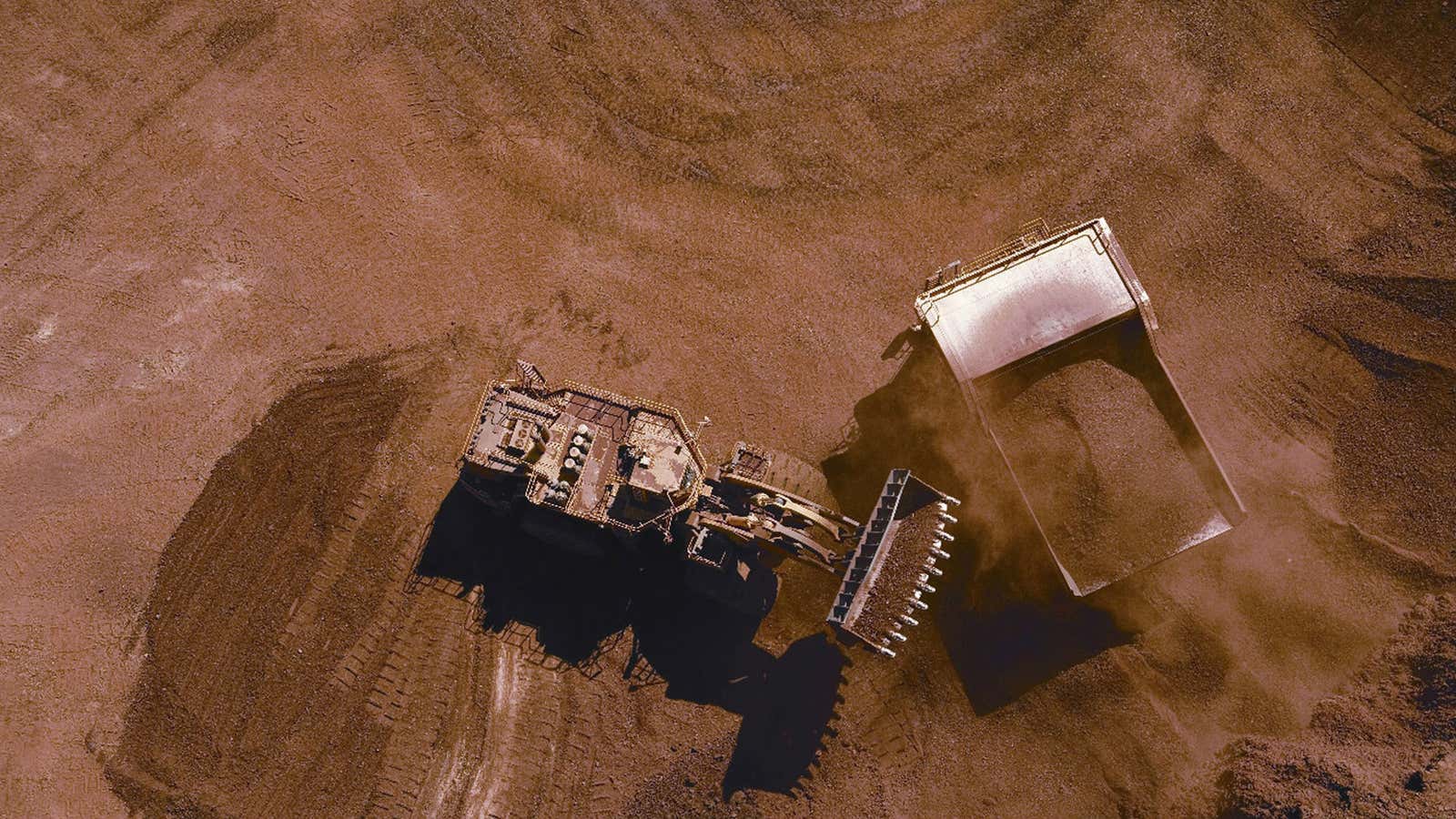 Iron ore being mined in the Pibara region of western Australia