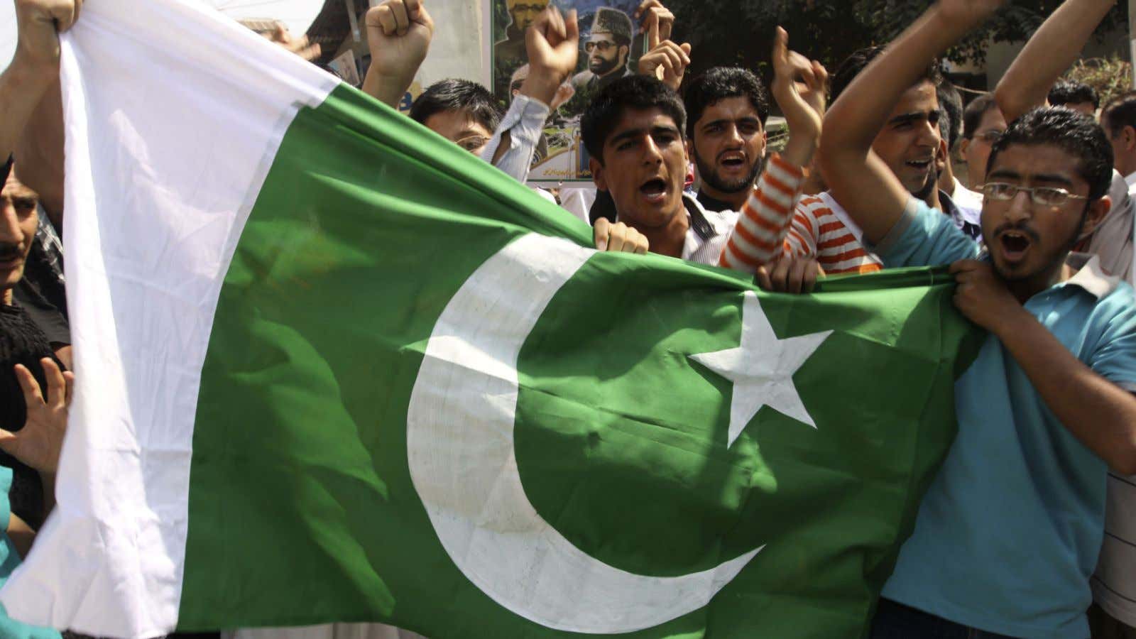 A Pakistan flag during a 2009 rally in Srinagar.