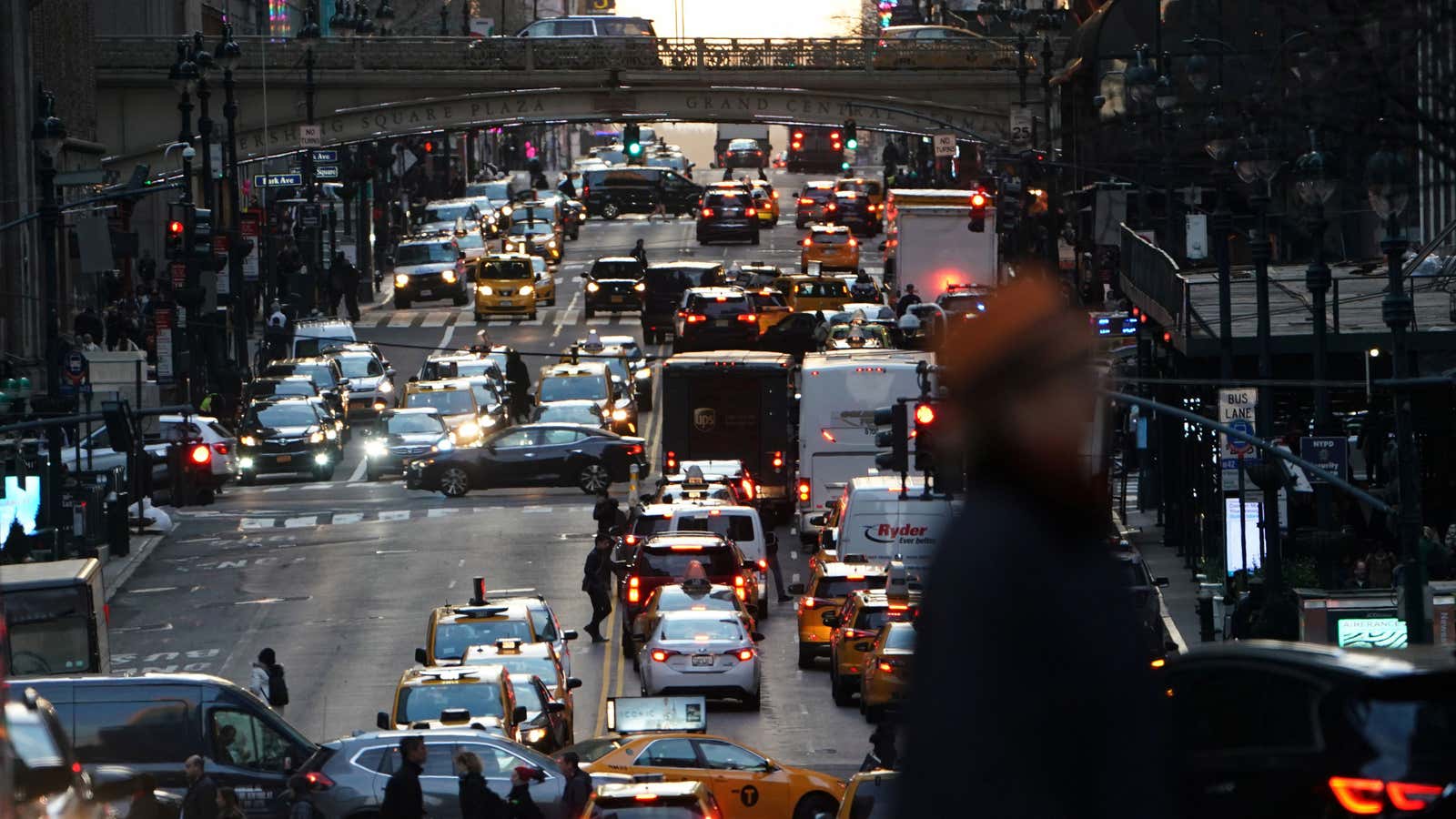 Gridlock at sunset.