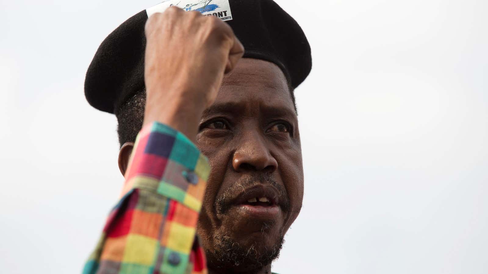 Zambia’s president  Edgar Lungu speaks at a campaign rally in Lusaka.