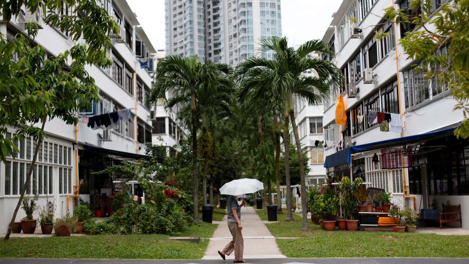 A mixture of old and new housing in Singapore.