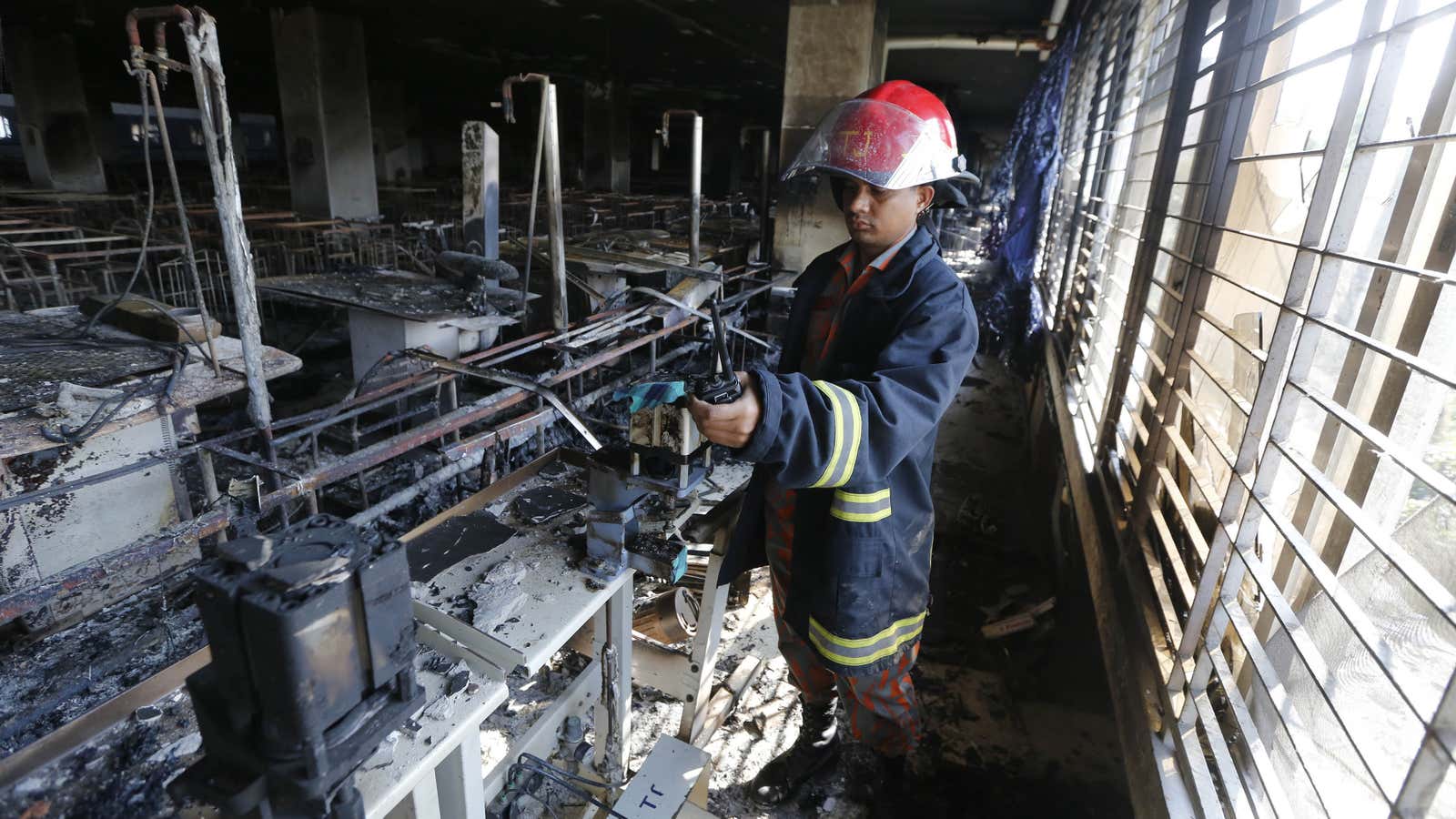 Factory fires, like this one that destroyed the Standard Group garment factory in 2013, are a serious threat to Bangladesh’s garment workers.