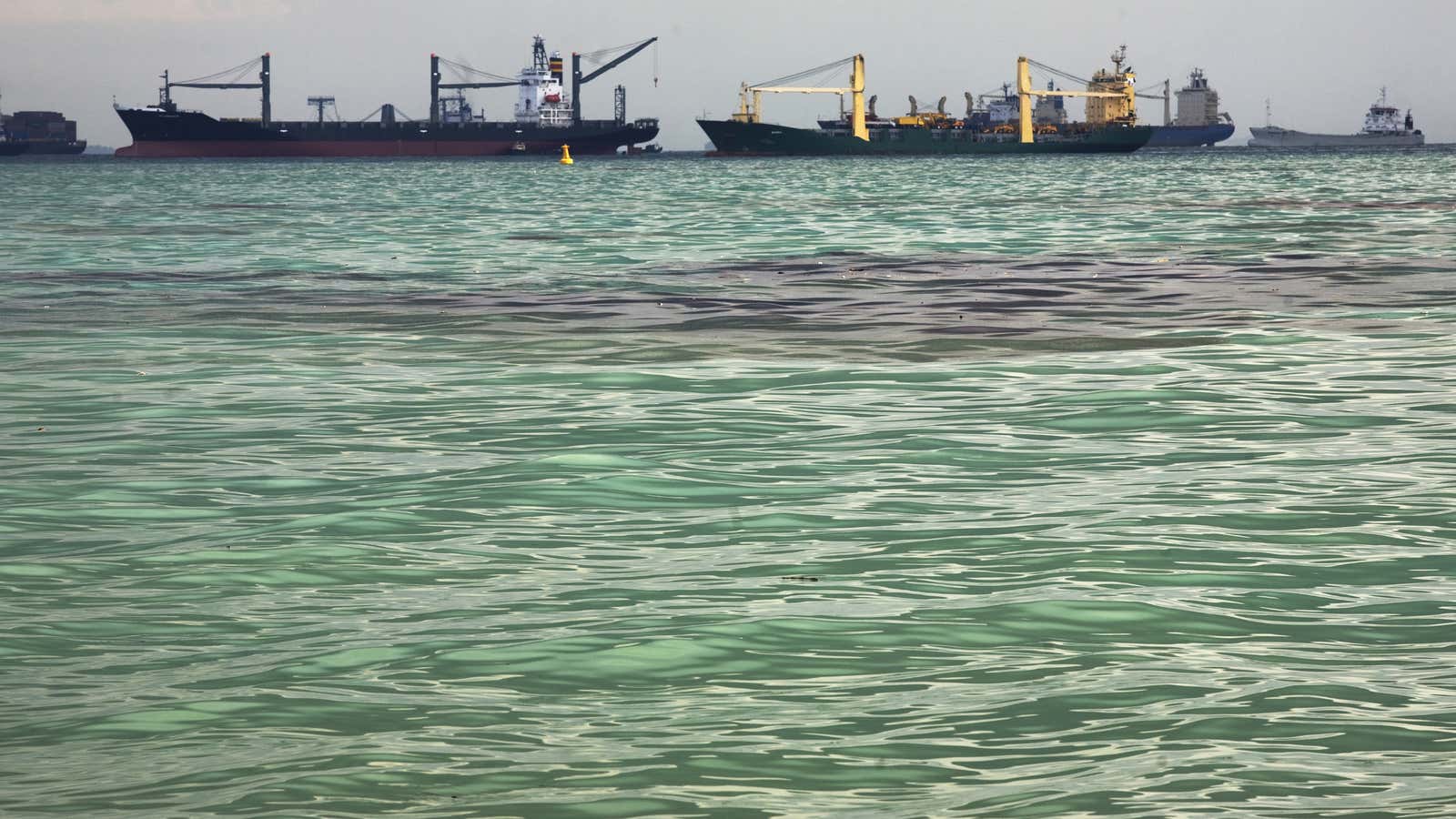 A 2010 collision in the Singapore Straits left this oily memento behind.