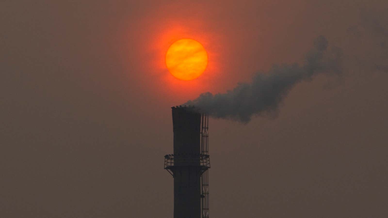 A typically smoggy Beijing scene.