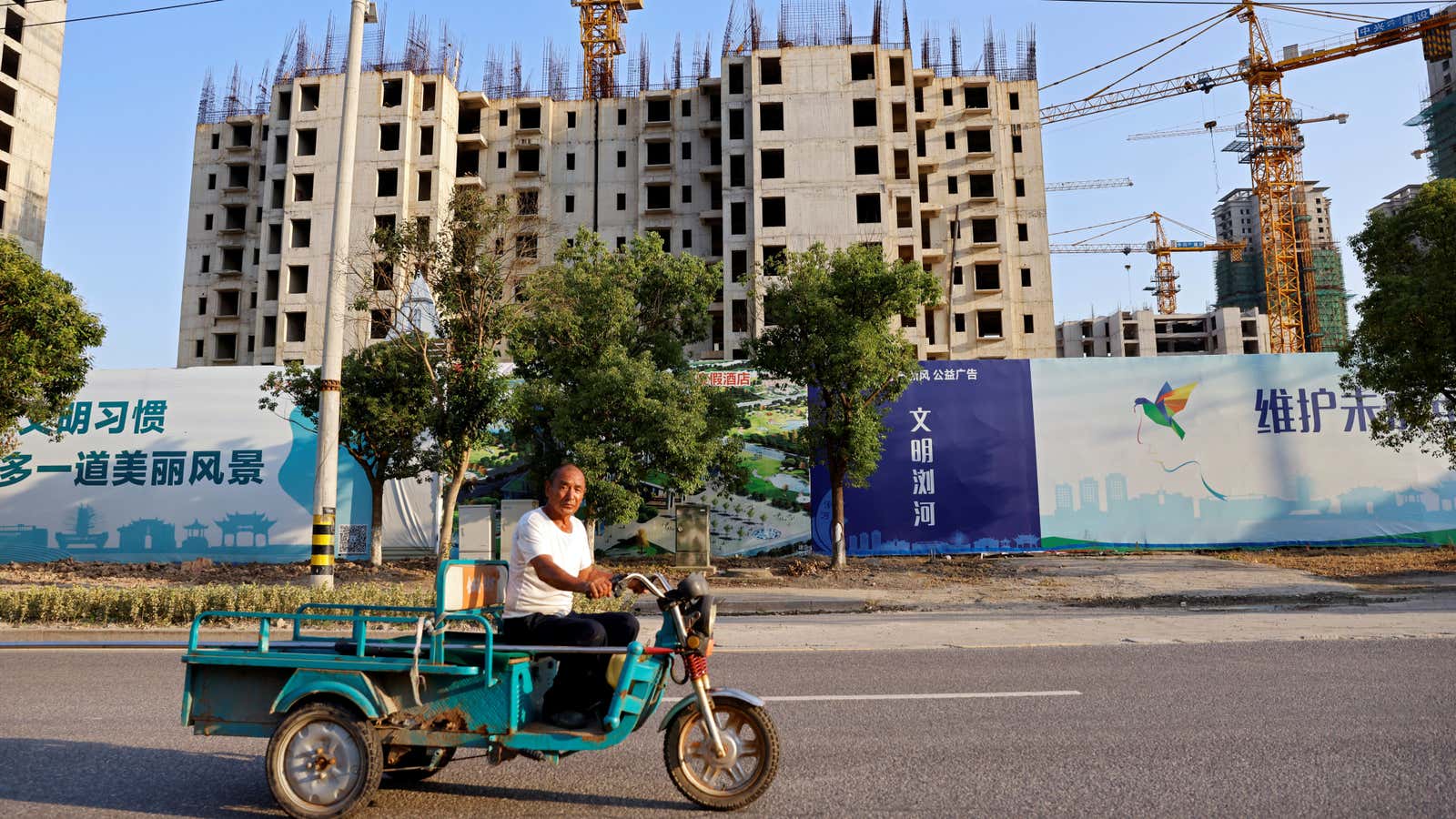 A mid-construction Evergrande project in Suzhou, China