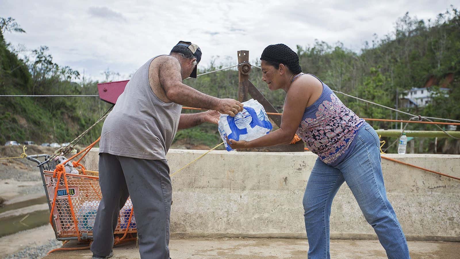 Disaster aid in people’s hands.