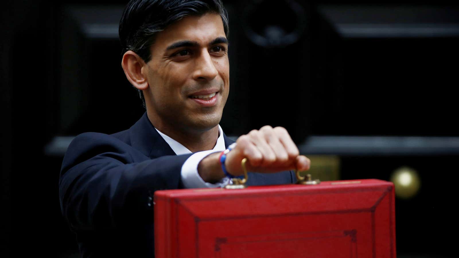 UK chancellor Rishi Sunak and the red box.