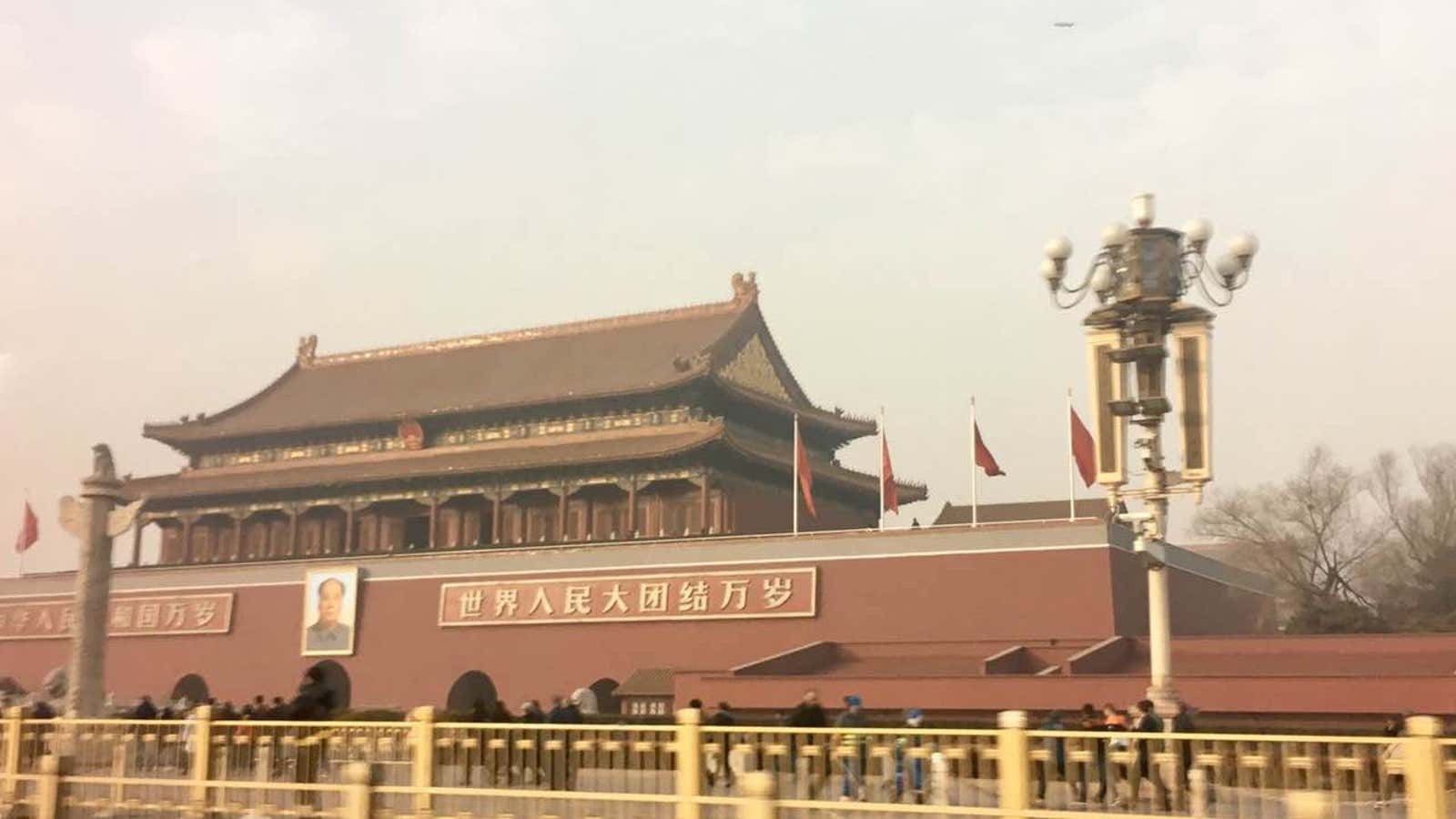 Beijing’s Tiananmen Square at 2:30 pm on Jan.4,2017.