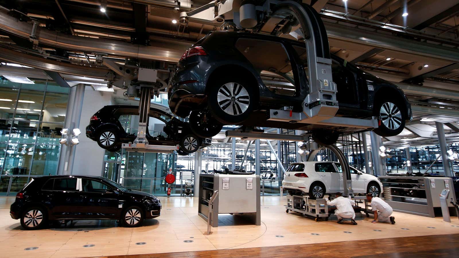 Batteries are displacing engines in German car factories.