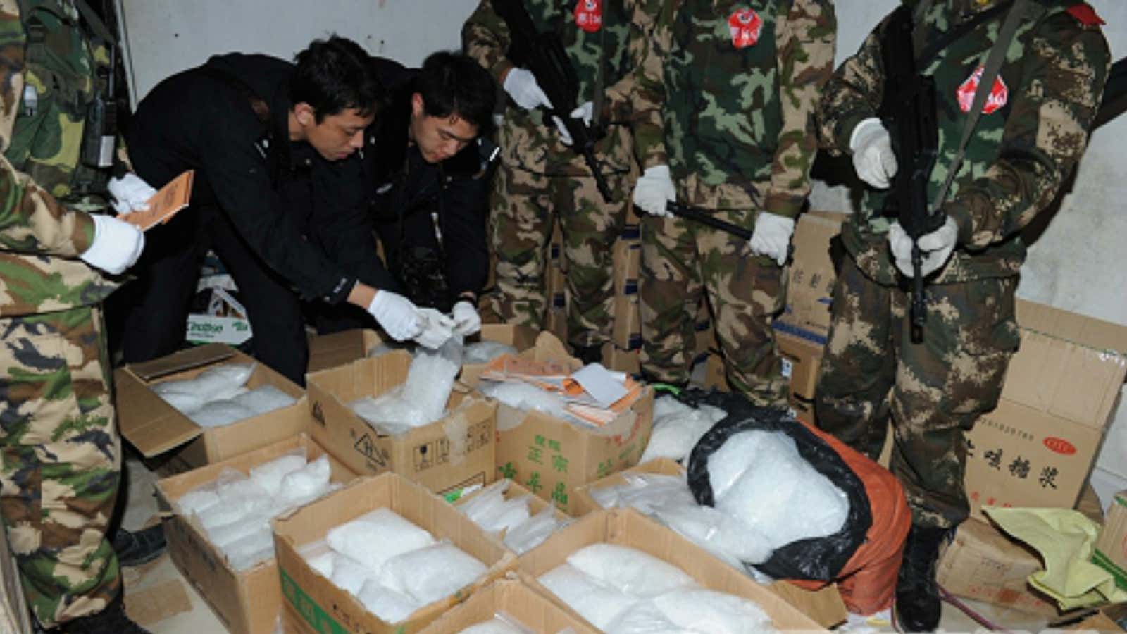 Guangdong police during the Dec. 29 raid.