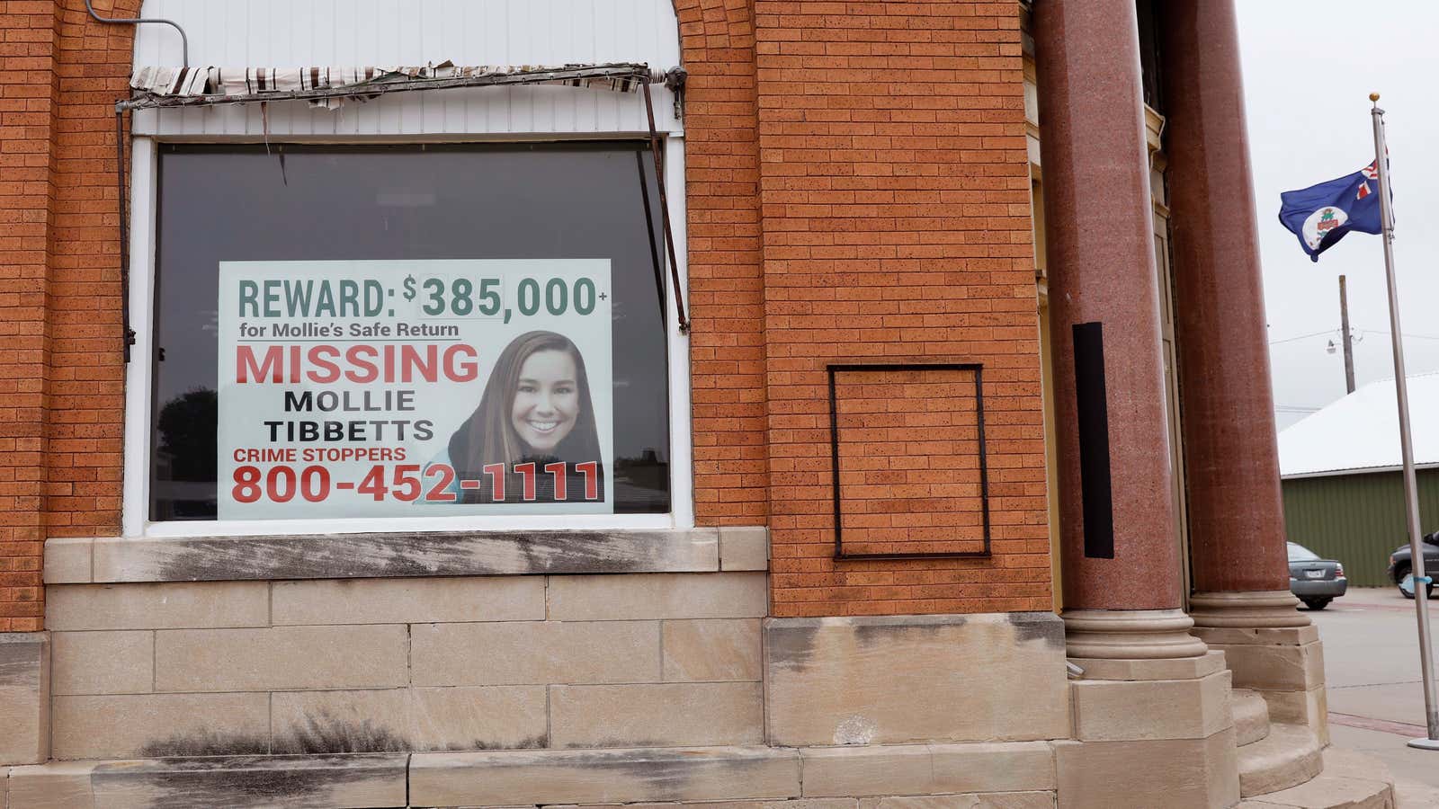 A poster for Mollie Tibbetts, who had been missing since July 18.