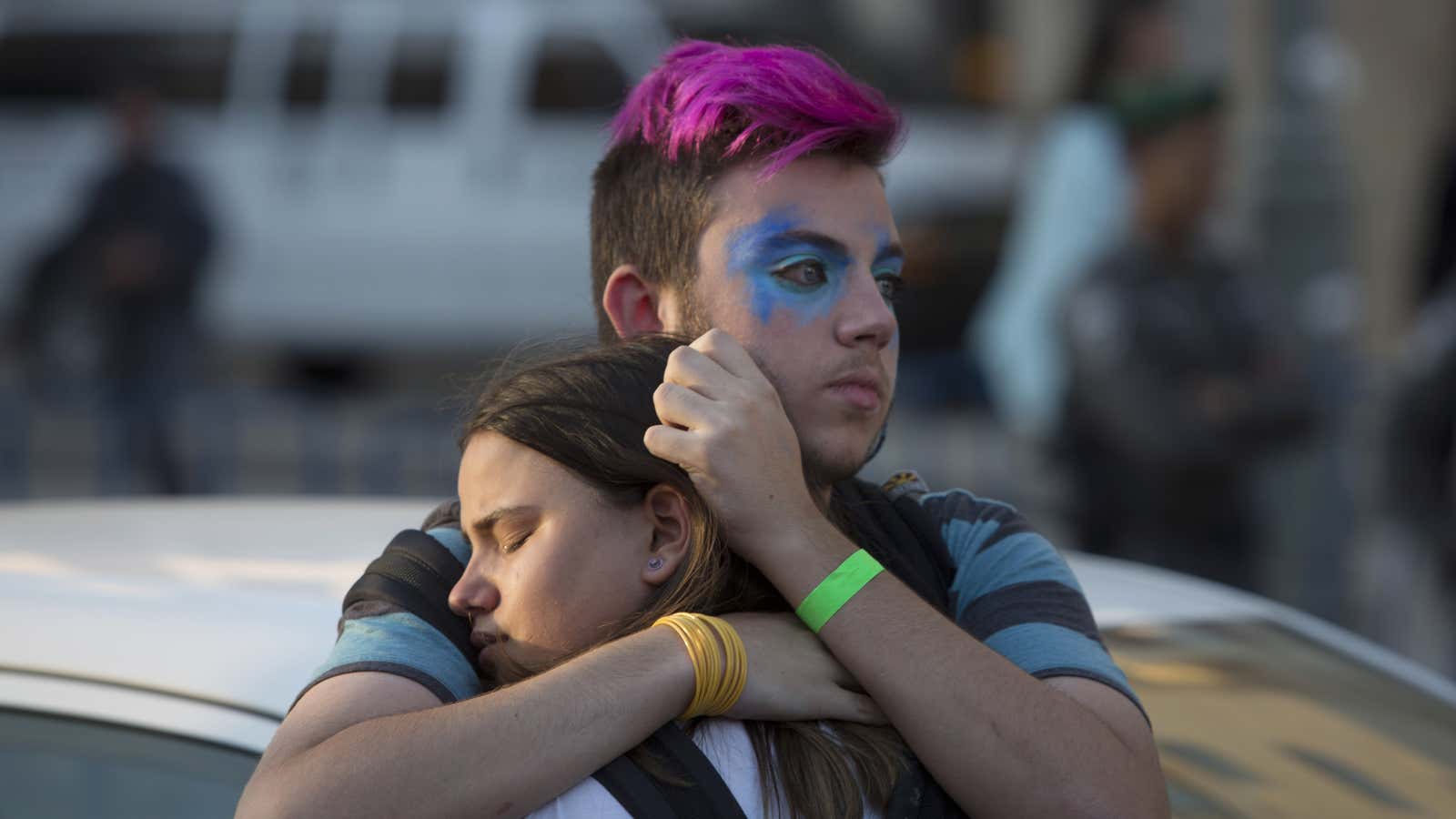 Parade participants after the attacks.