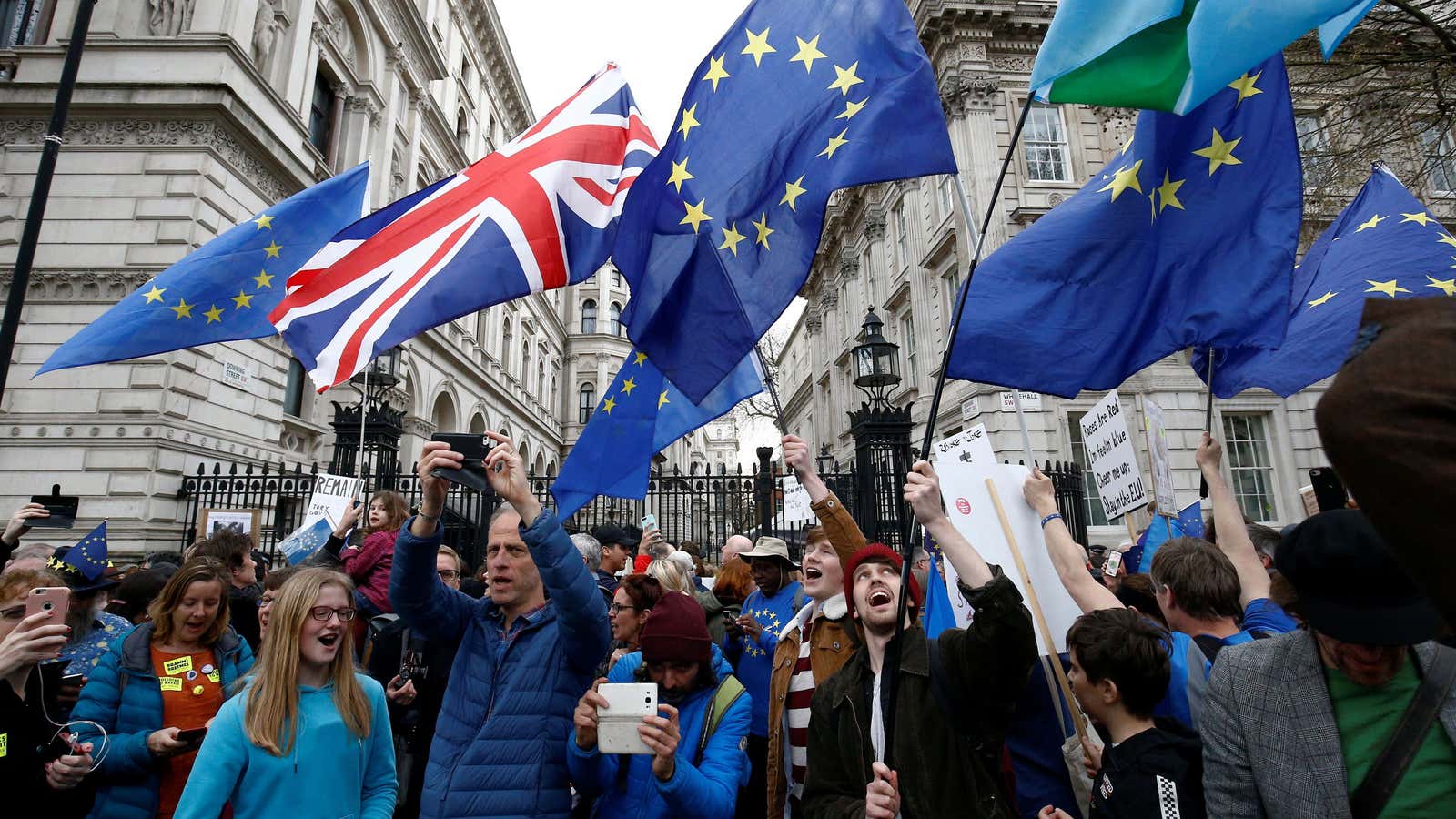 Anti-Brexit demonstrators marching in London on March 23.