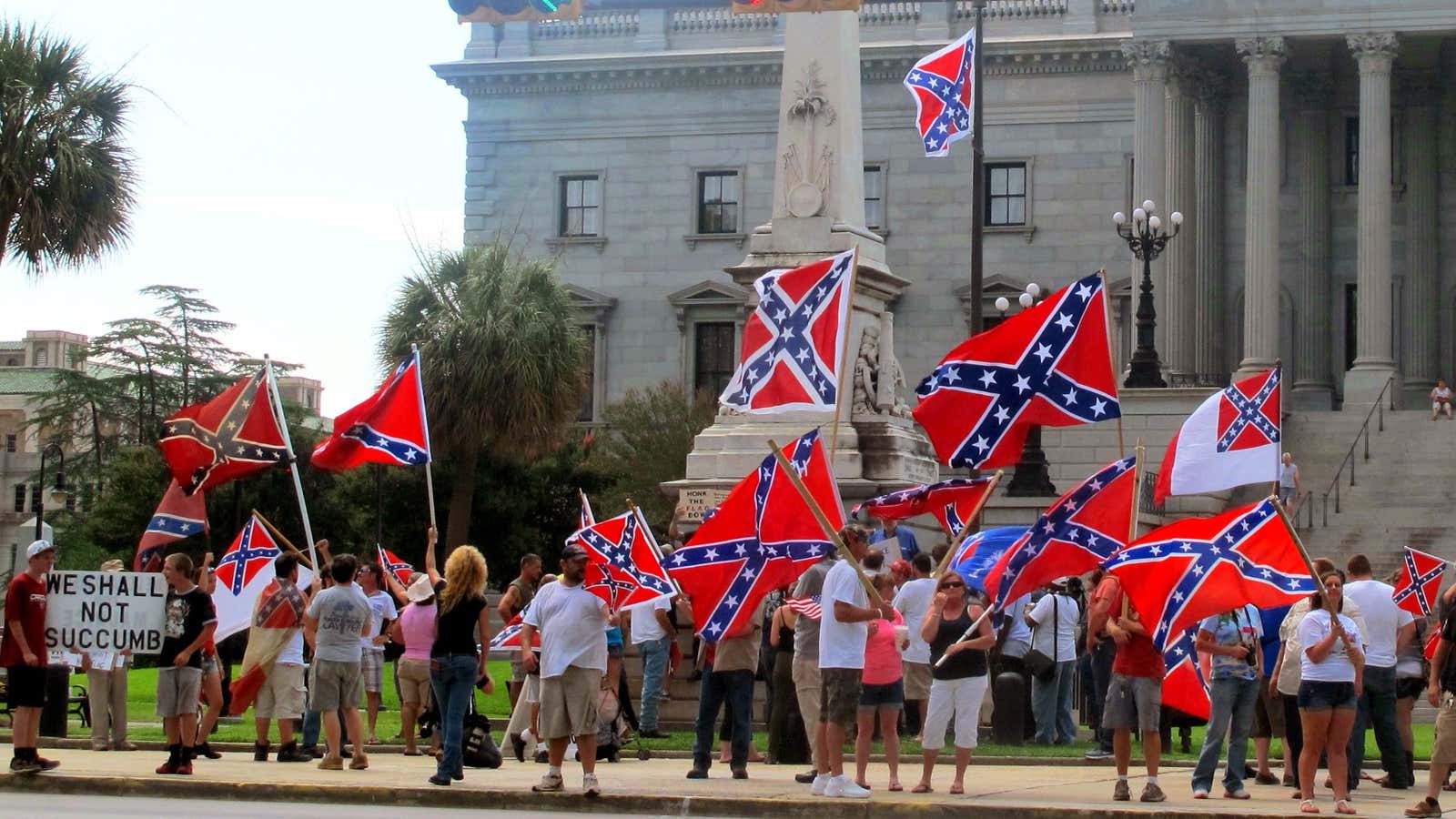 Supporters of the flag rally on June 27