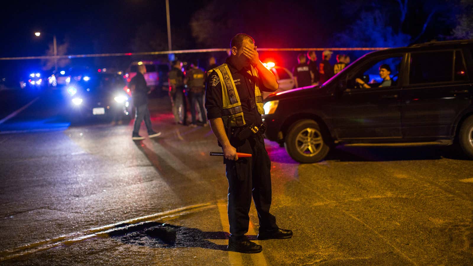 Police near the site of a reported explosion in Austin.