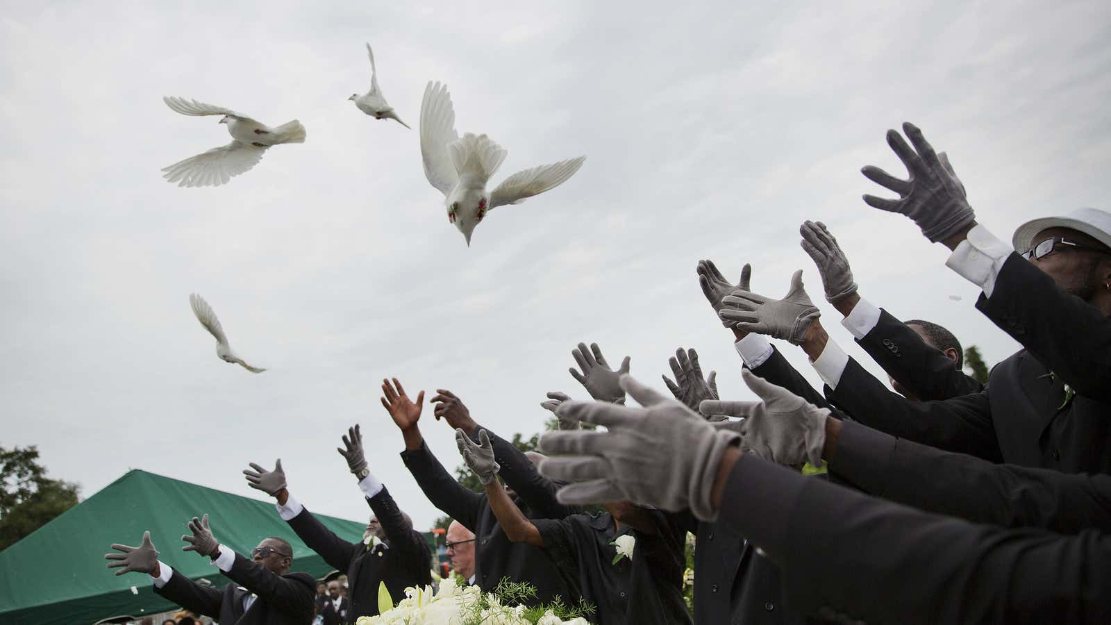 Doves at the burial of Ethel Lance, killed in the shooting at Emanuel AME Church.