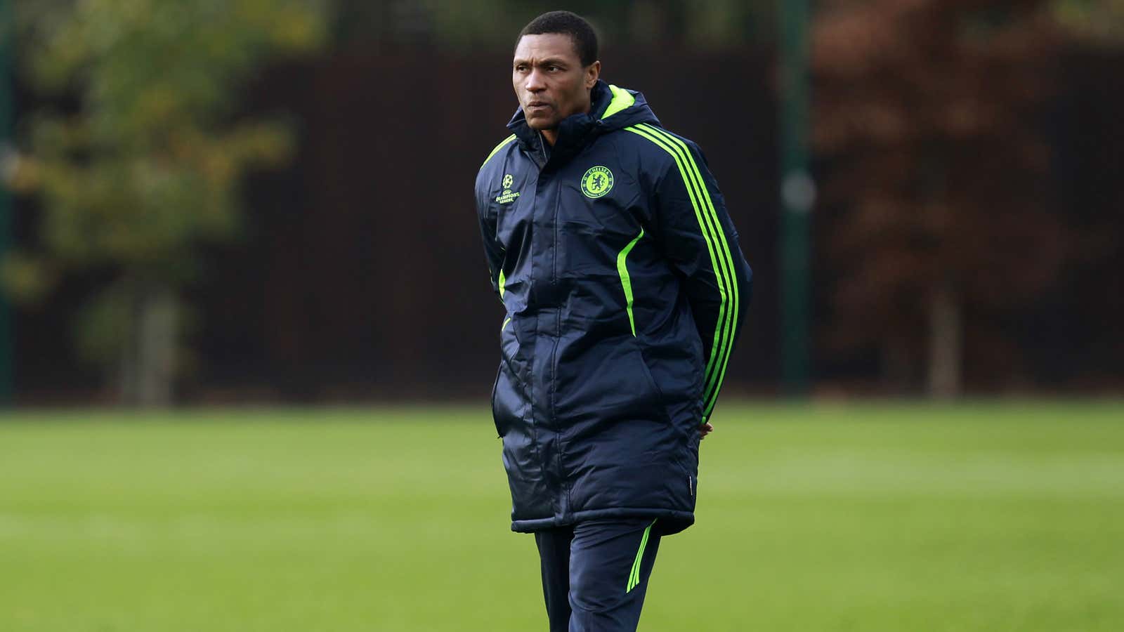 Chelsea’s Mike Emenalo attends a team training session when he was assistant coach in 2010.