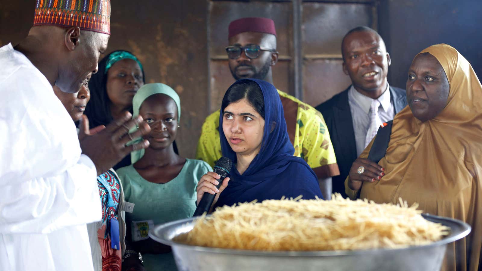 Nobel laureate Malala Yousafzai seen at the kitchen of Yerwa Girls school in Maiduguri, Nigeria.