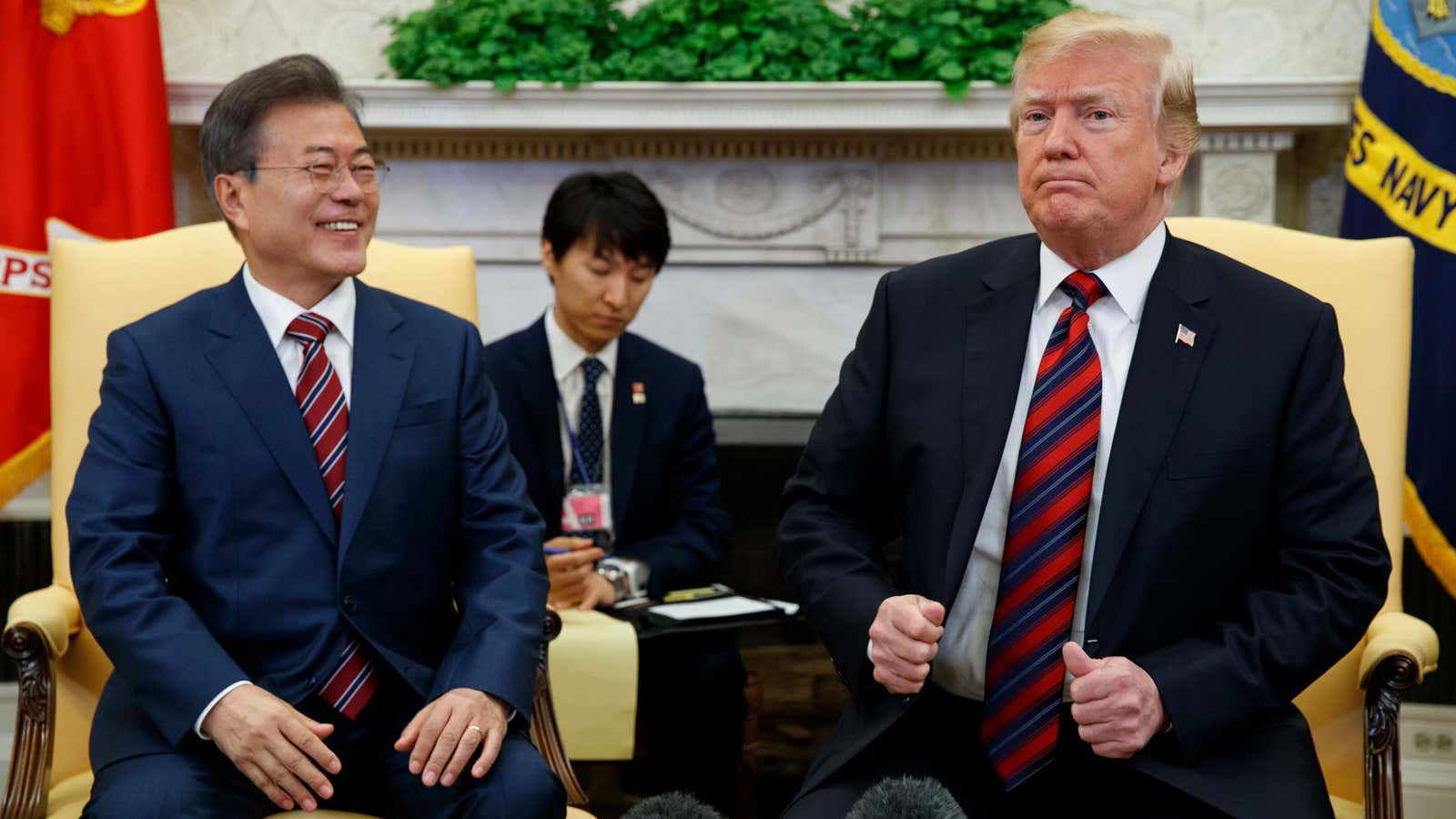 Trump met South Korea’s Moon Jae-in at the White House today.