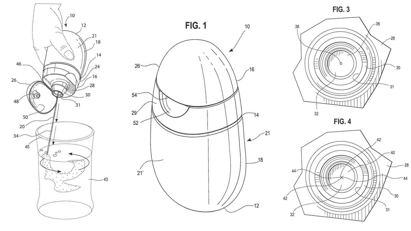 A rendering from US patent 8293299 B2: “Containers and methods for dispensing multiple doses of a concentrated liquid”