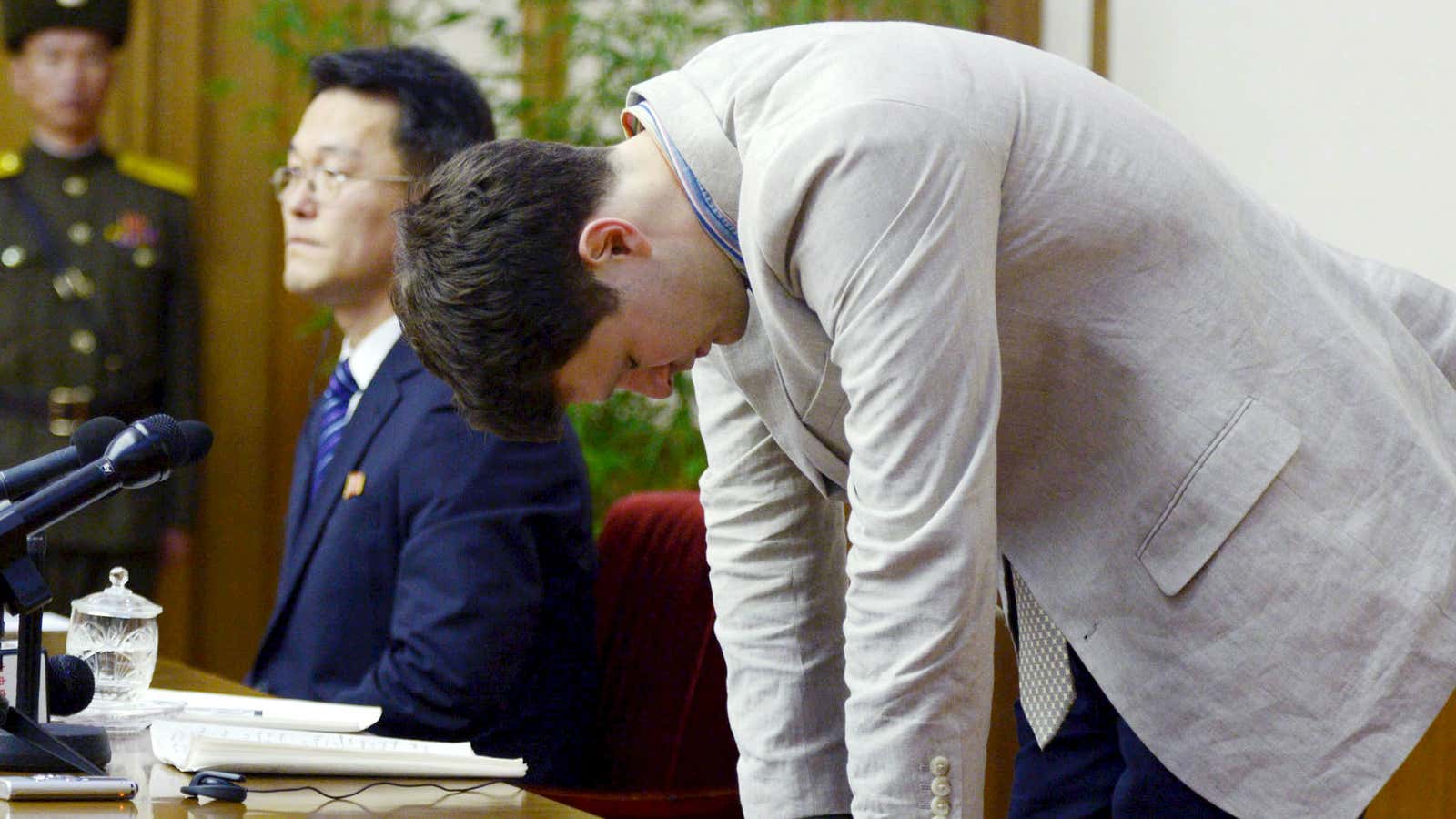 Otto Warmbier during his televised confession.