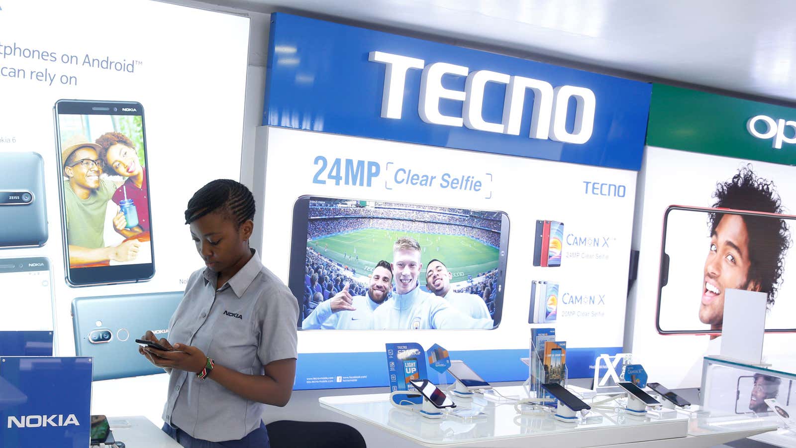 Smartphones at a shop in Nairobi, Kenya