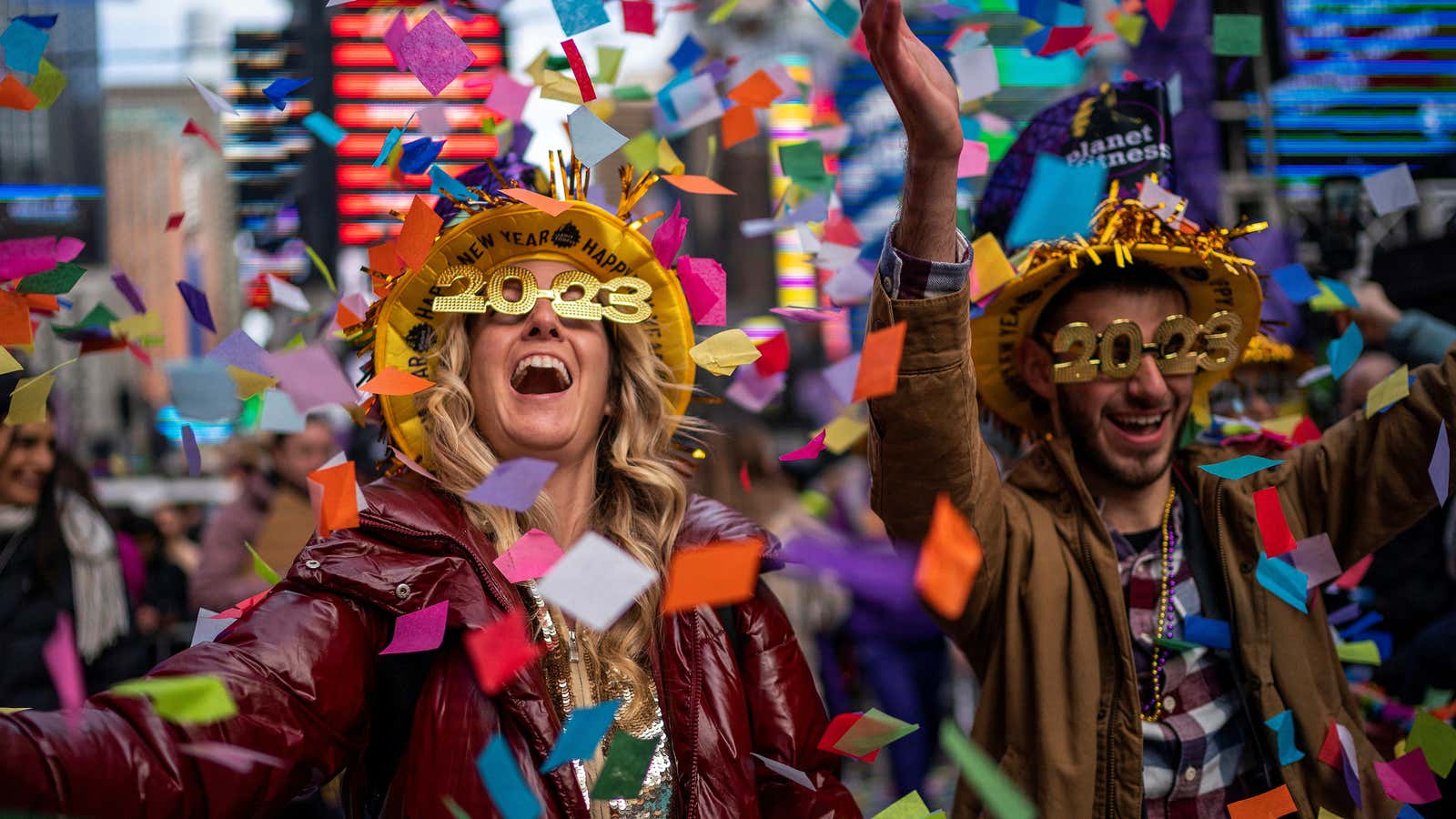 People watch as New Year&#39;s Eve confetti is &quot;flight-tested&quot; ahead of celebrations at Times Square in the New York City on Dec. 29, 2022.