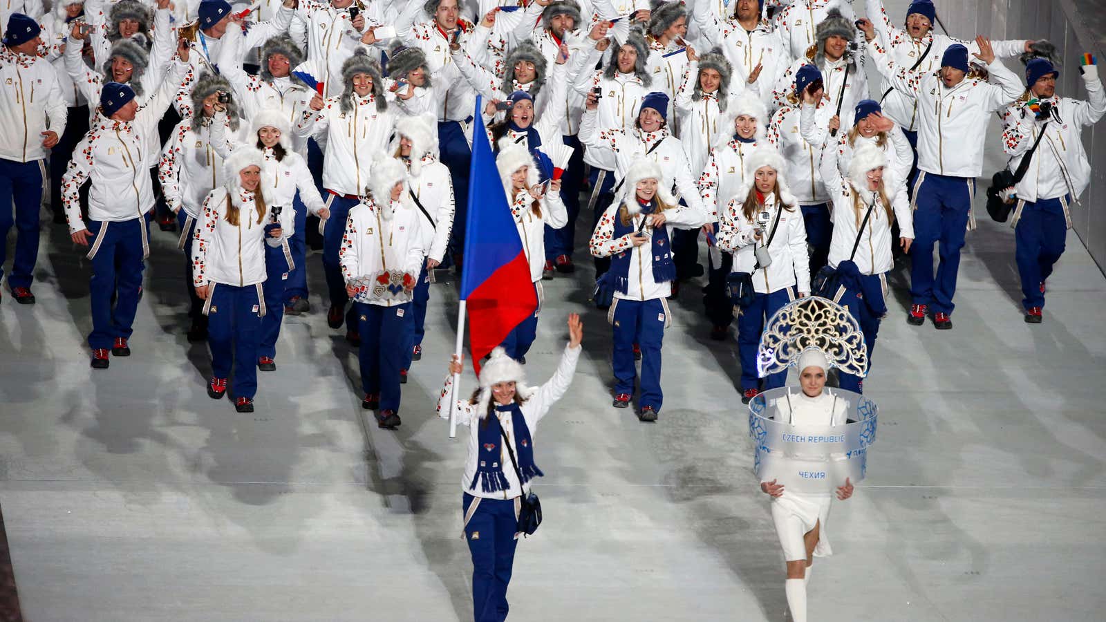 The Czech Republic at the opening ceremony of the 2014 Sochi Winter Olympics.