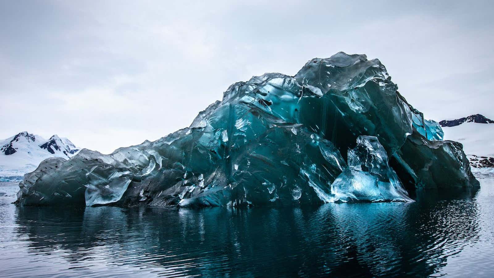 An upside-down iceberg in Cierva Cove, Antarctica.