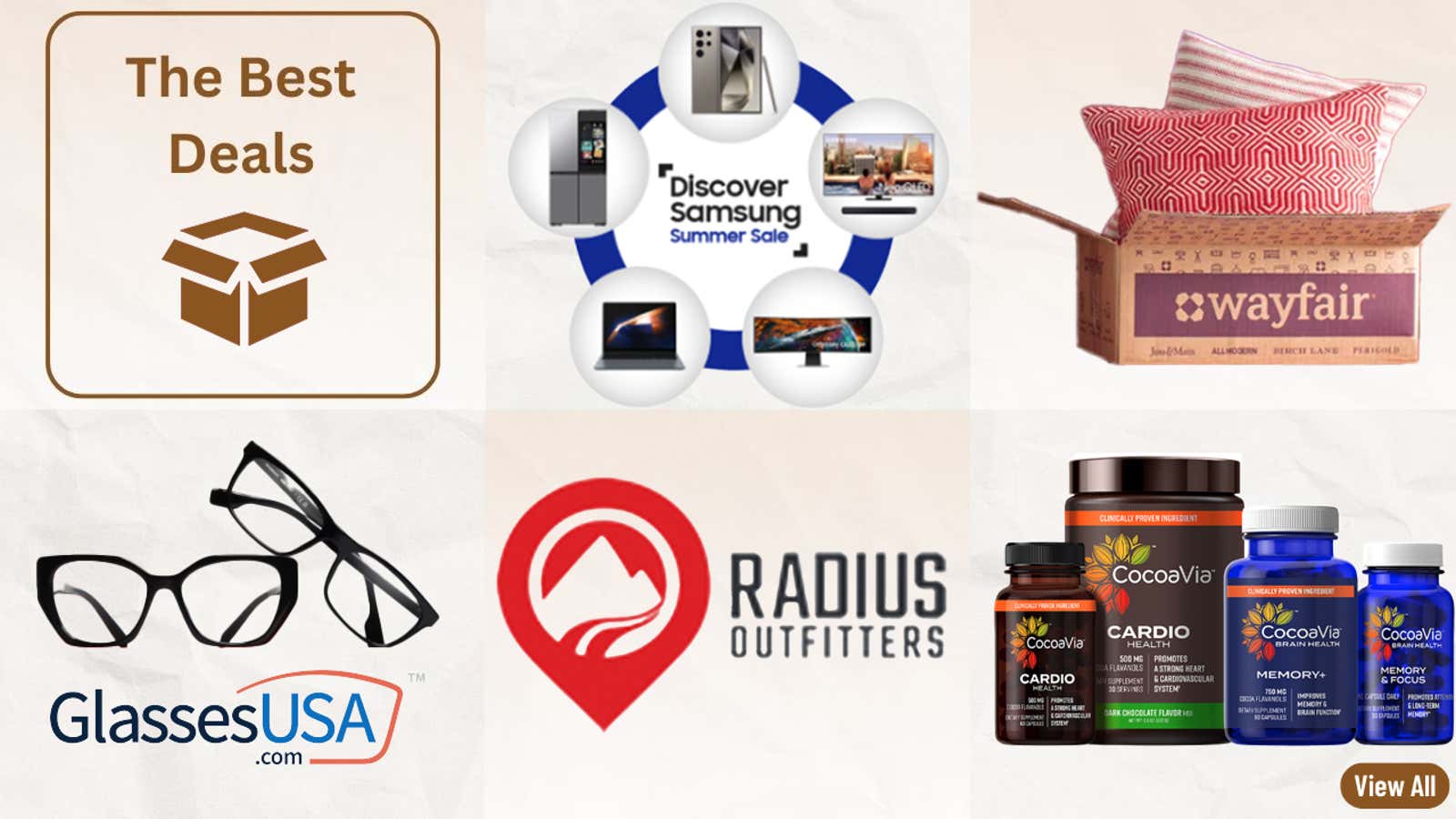 Image for Best Deals of the Day: Samsung, Wayfair, GlassesUSA, Radius Outfitters, CocoaVia & More