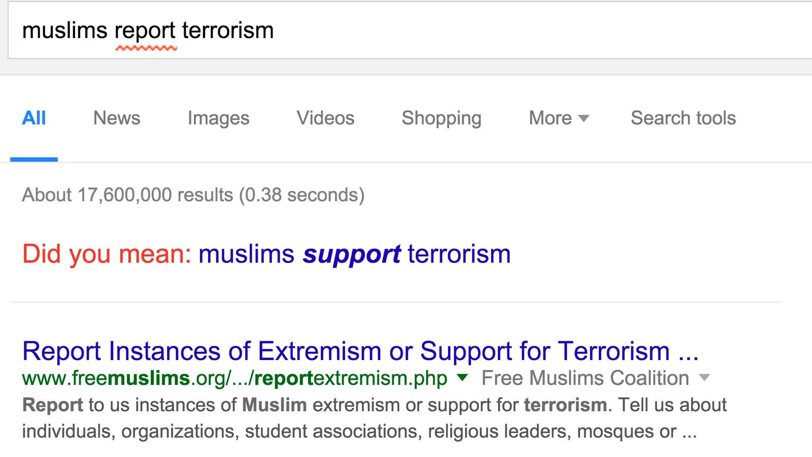 Why Google search suggests “Muslims support terrorism”