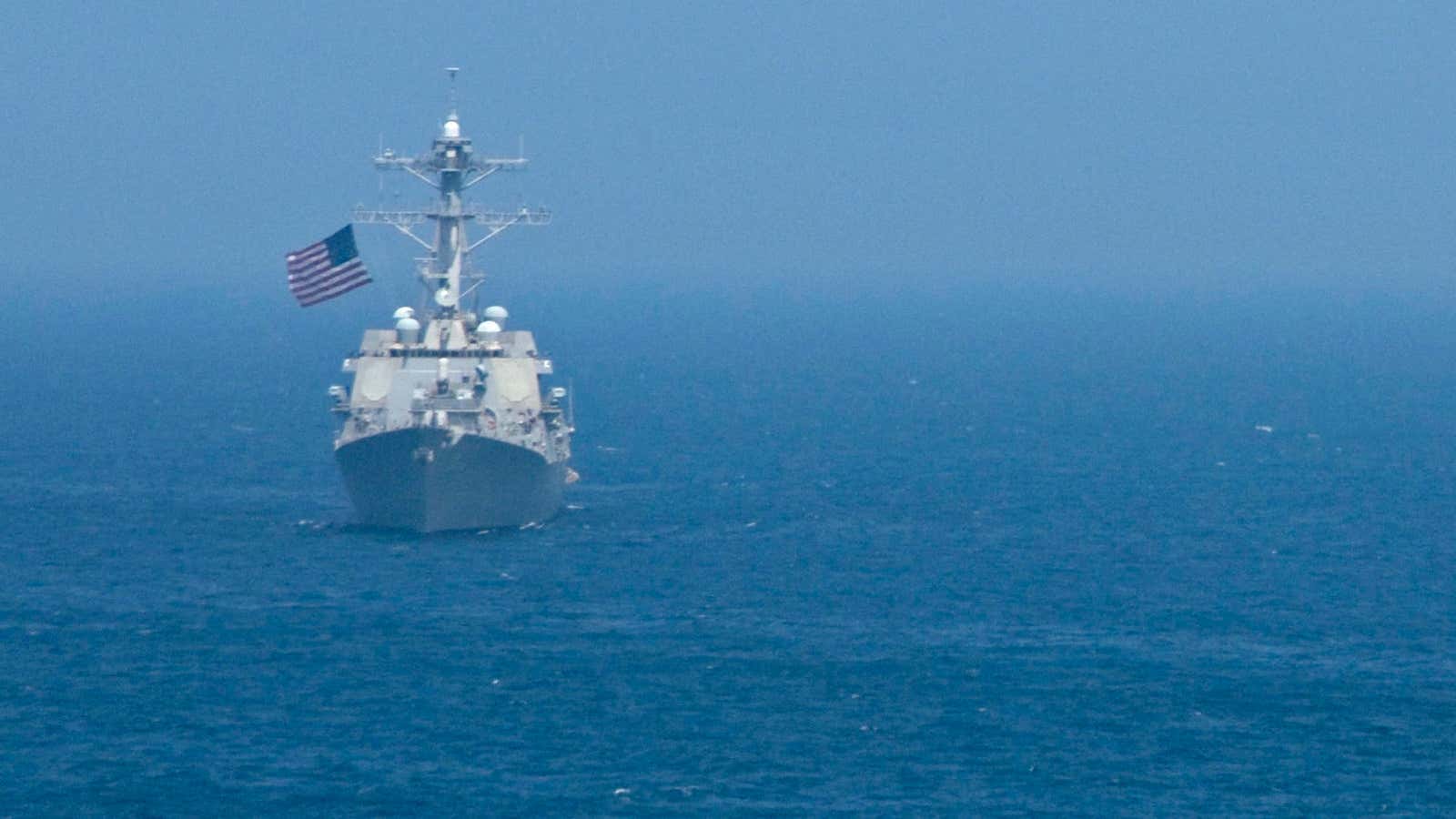 The USS Lassen coming into view.