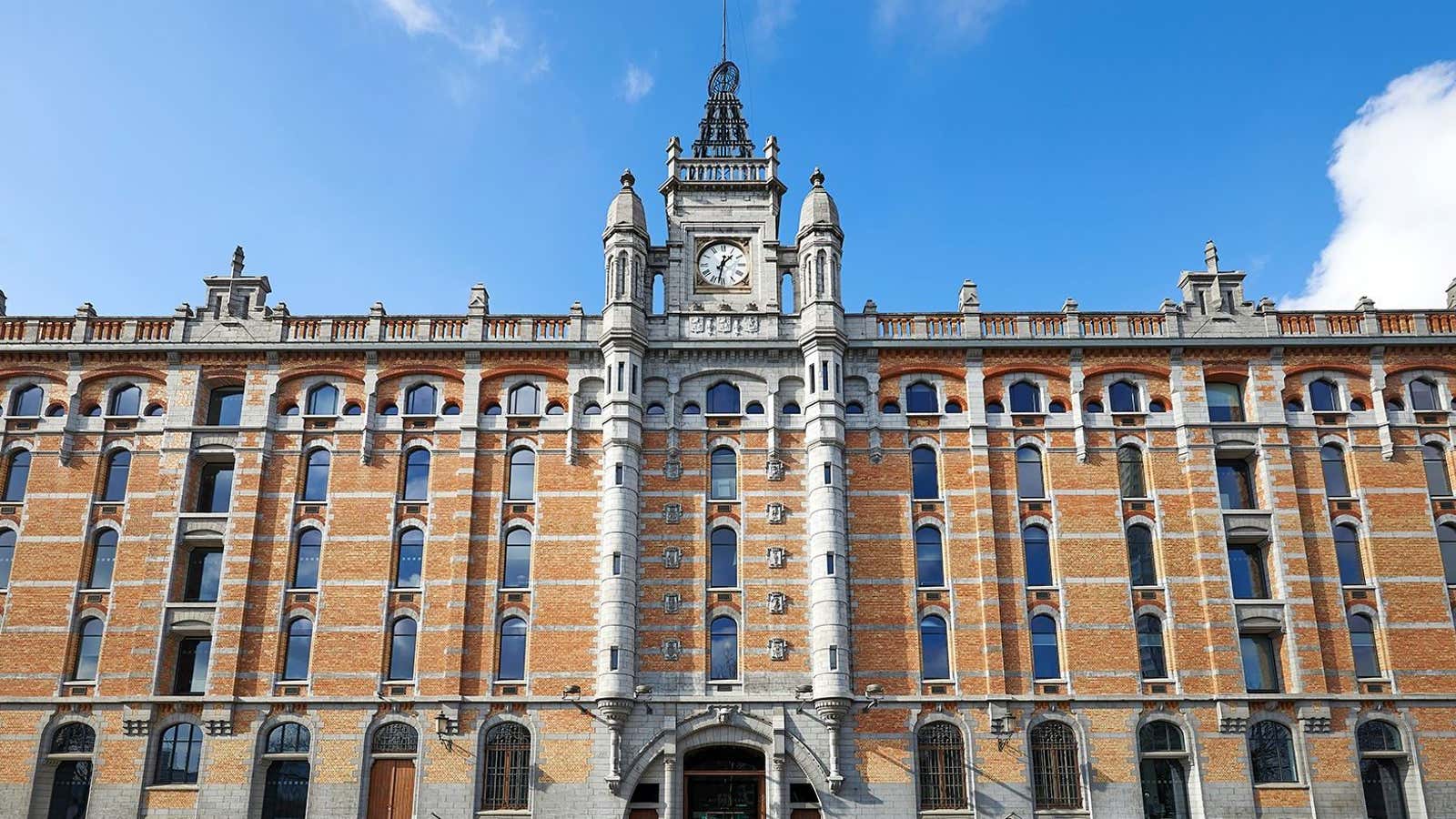 Tour &amp; Taxis features foreboding 19th century architecture.