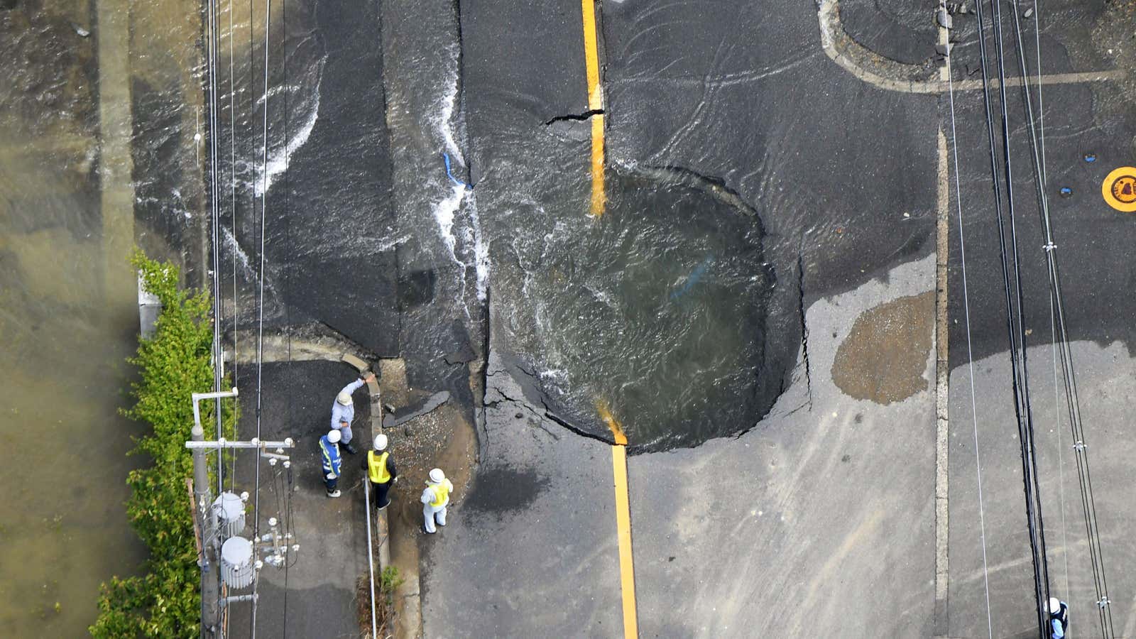 Quake damage in Takatsuki, Osaka prefecture, on June 18.