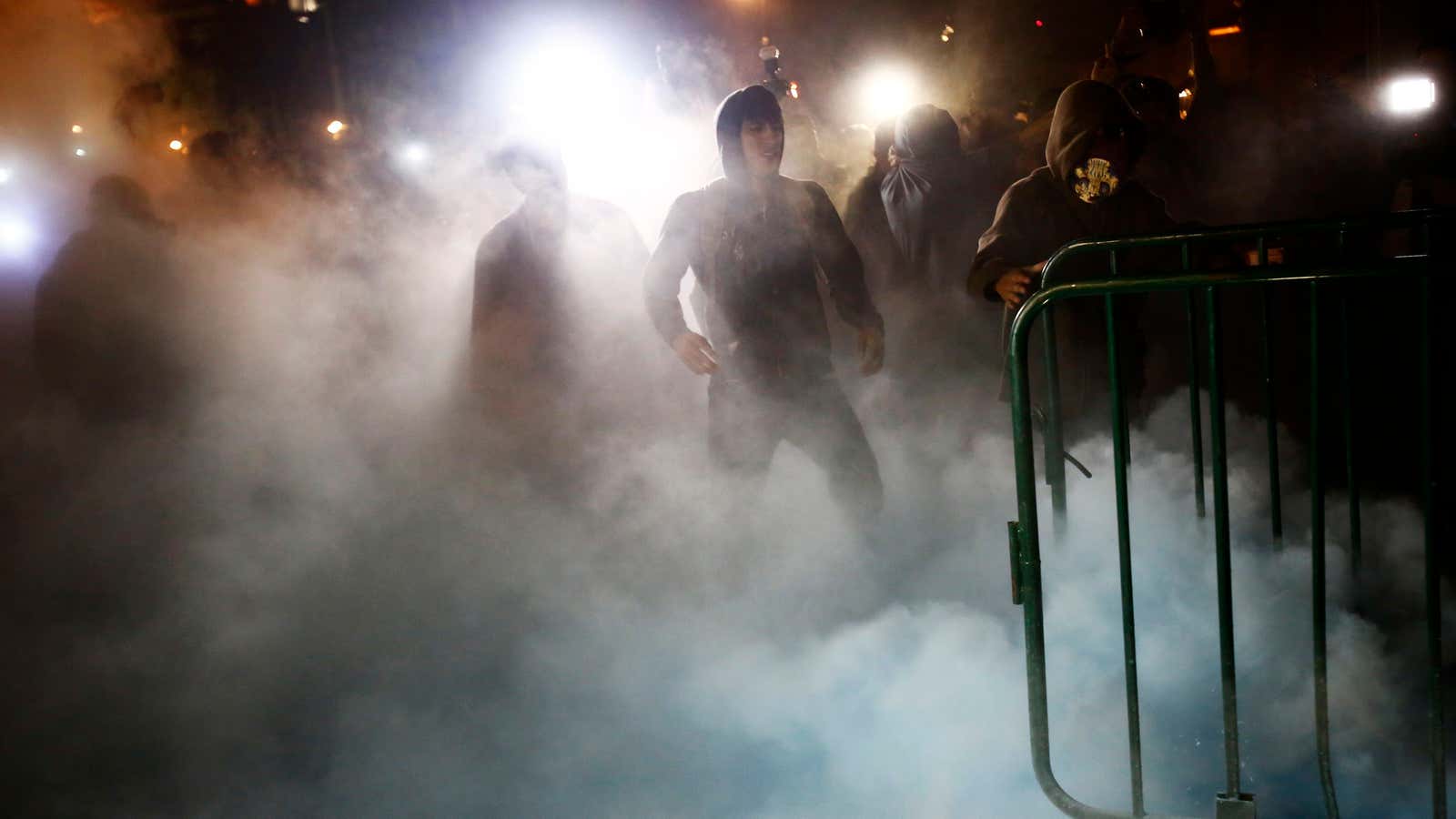 Protestors outside the Palacio Nacional in Mexico City on Nov. 9.