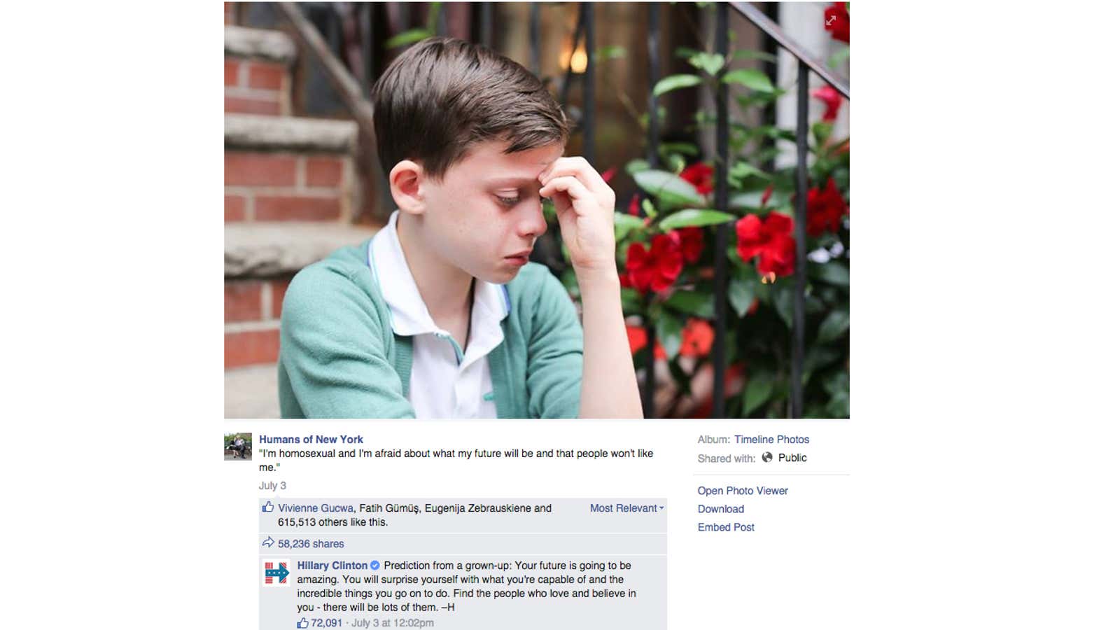 A photo of a young, gay American went viral this weekend. Here are the best responses—including Hillary Clinton’s