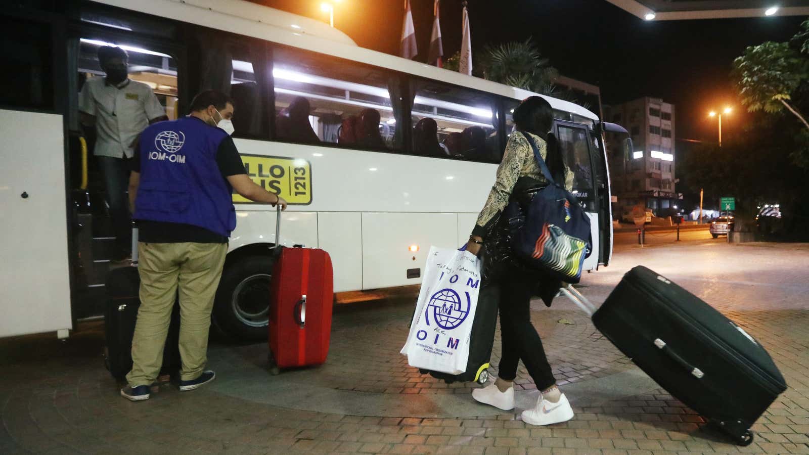 An African migrant domestic worker in Beirut, Lebanon heads to the airport to travel back to her country Oct. 5, 2020.