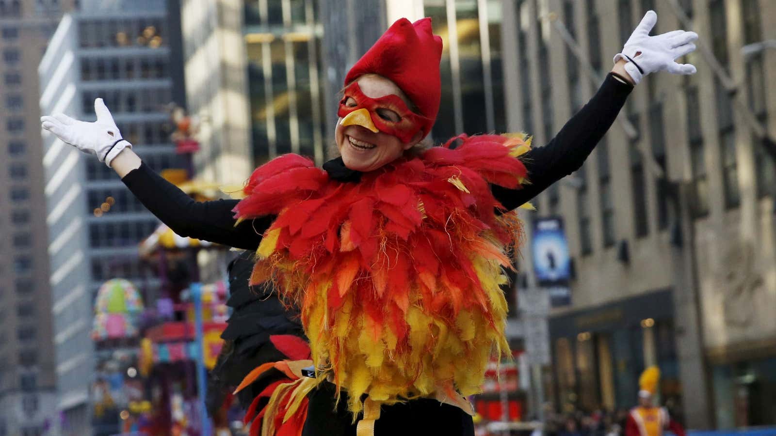 The turkey is a symbol of Thanksgiving, a holiday that involves photographed events and serves as a stand-in for the concept of gratitude.