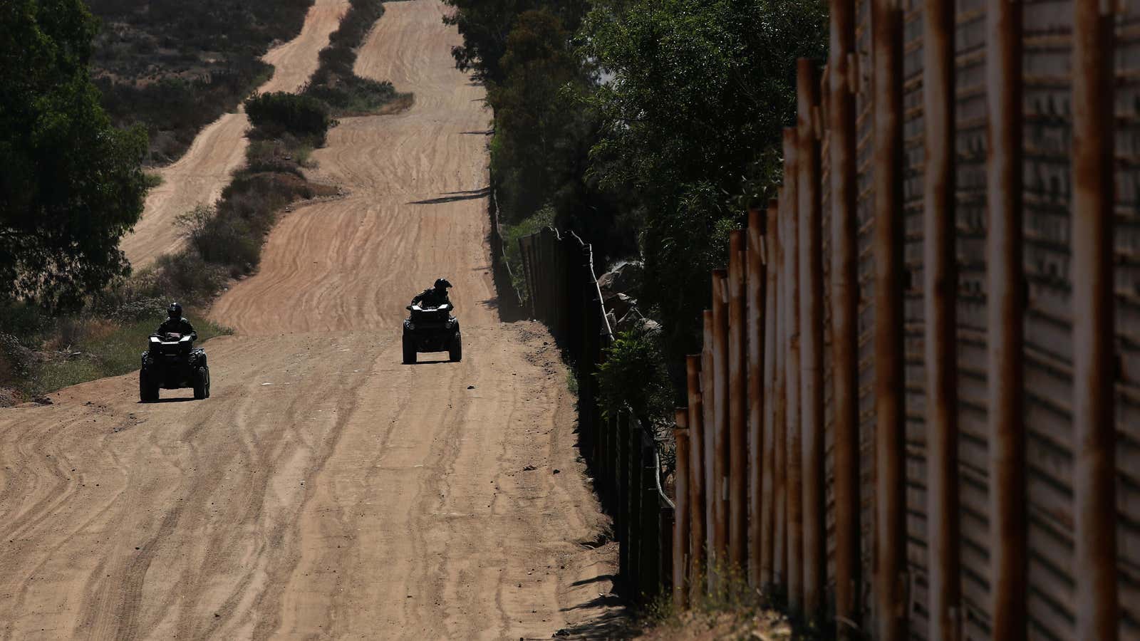 The US border with Mexico in Tecate, California.