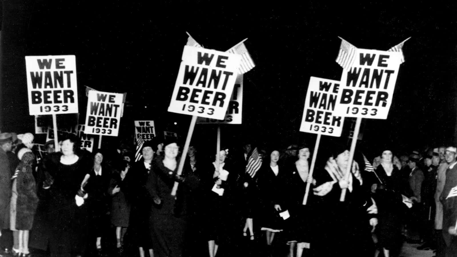 An anti-prohibition parade in Newark, New Jersey in 1932.