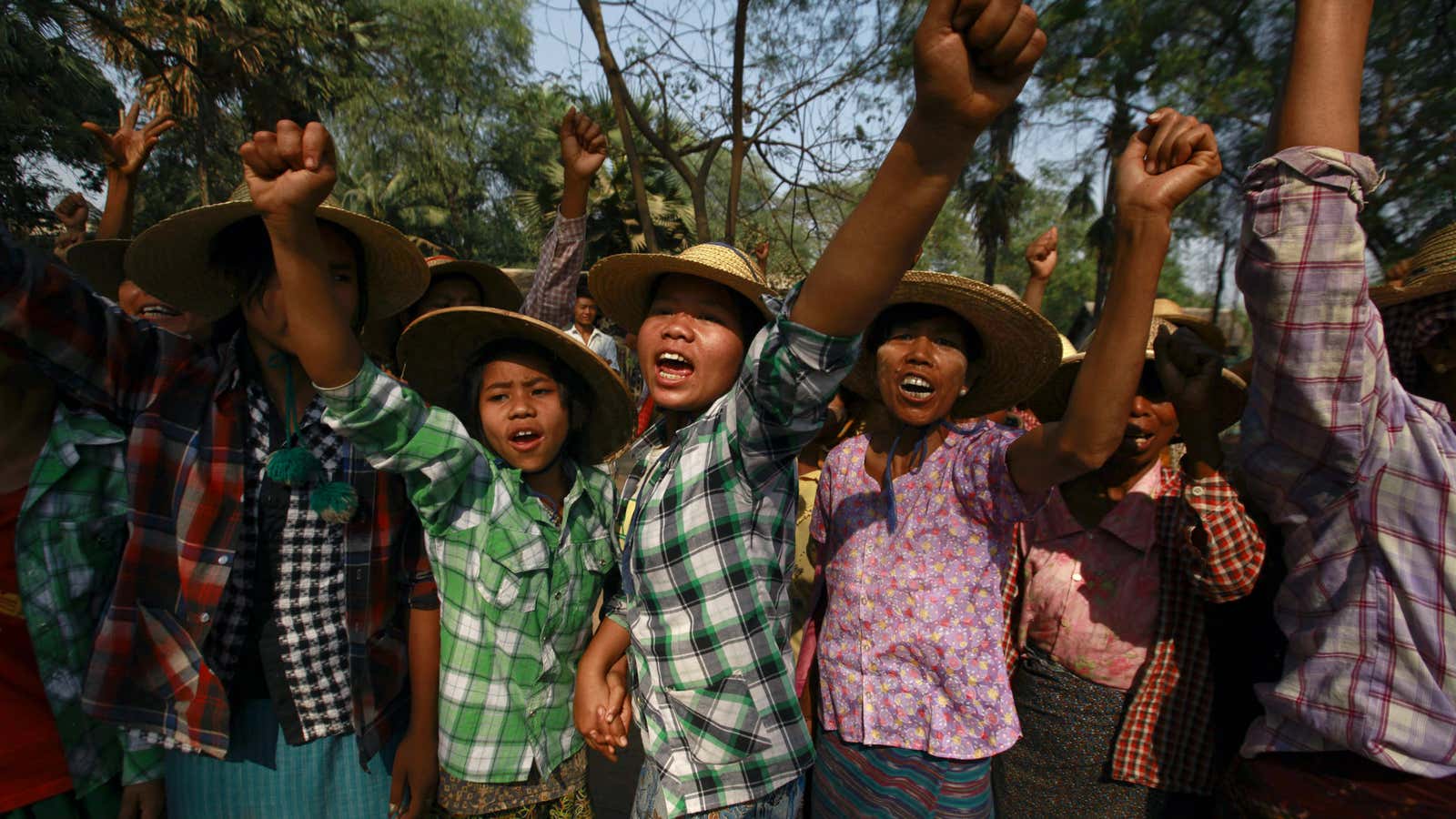 Protesting a Chinese-owned copper mine.