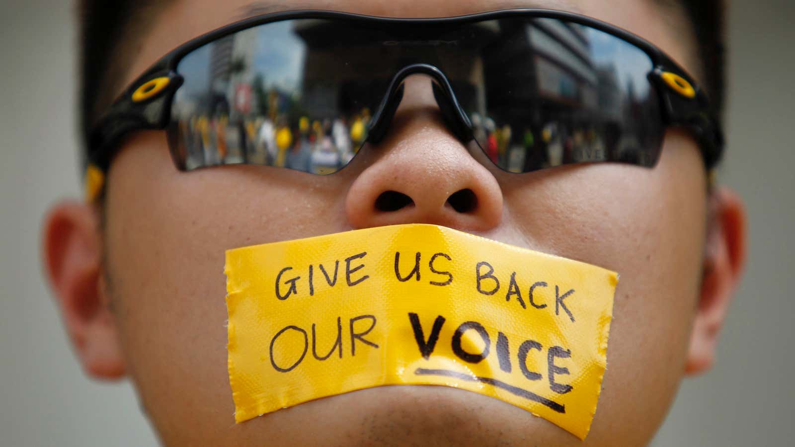 A protester in the 2012 Bersih rally in Kuala Lumpur.