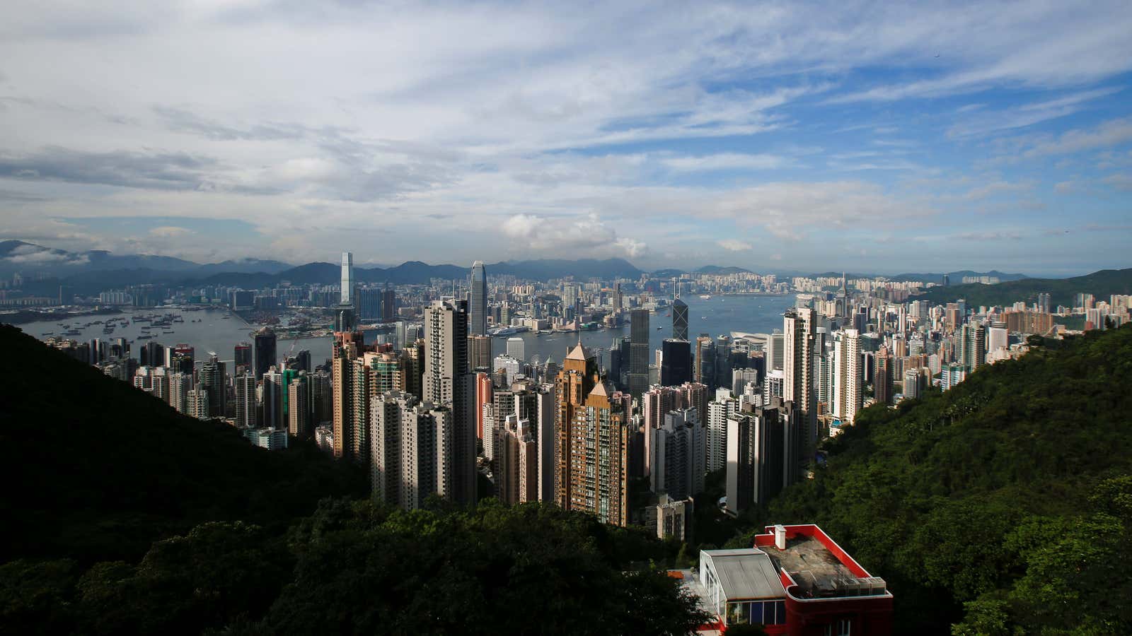 A general view of Victoria Harbour and downtown skyline is seen from the Peak in Hong Kong, China August 4, 2017. REUTERS/Bobby Yip