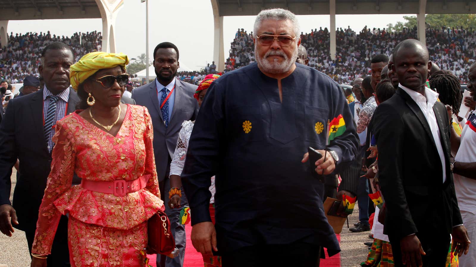 Ghana’s former president Jerry Rawlings arrives for the the swearing-in of Ghana’s new President Nana Akufo-Addo in Accra, Ghana January 7, 2017.