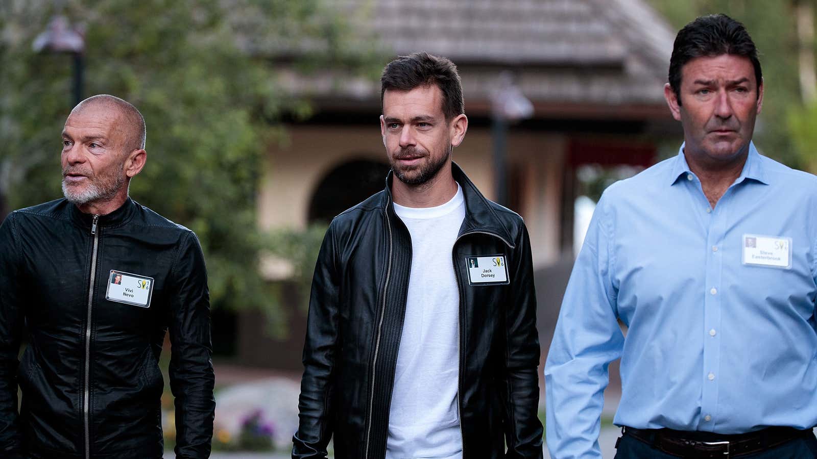 The top and bottom of the CEO pay ratio: former McDonalds CEO Steve Easterbrook (right) and Twitter CEO Jack Dorsey (middle).