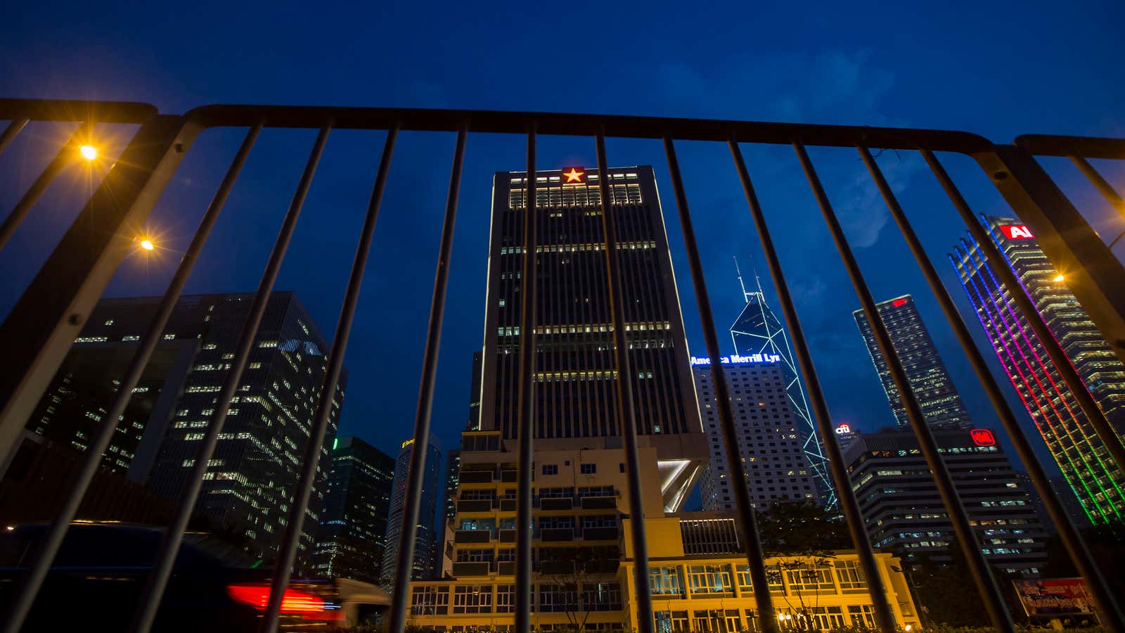 The People’s Liberation Army headquarters in central Hong Kong.